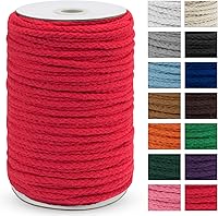 Vista 10 de JeogYong - Cuerda de macramé trenzada 5mm x 90m, cuerda de algodón trenzada de 8 hebras natural, cuerda de cordón de dibujo colorida para colgar