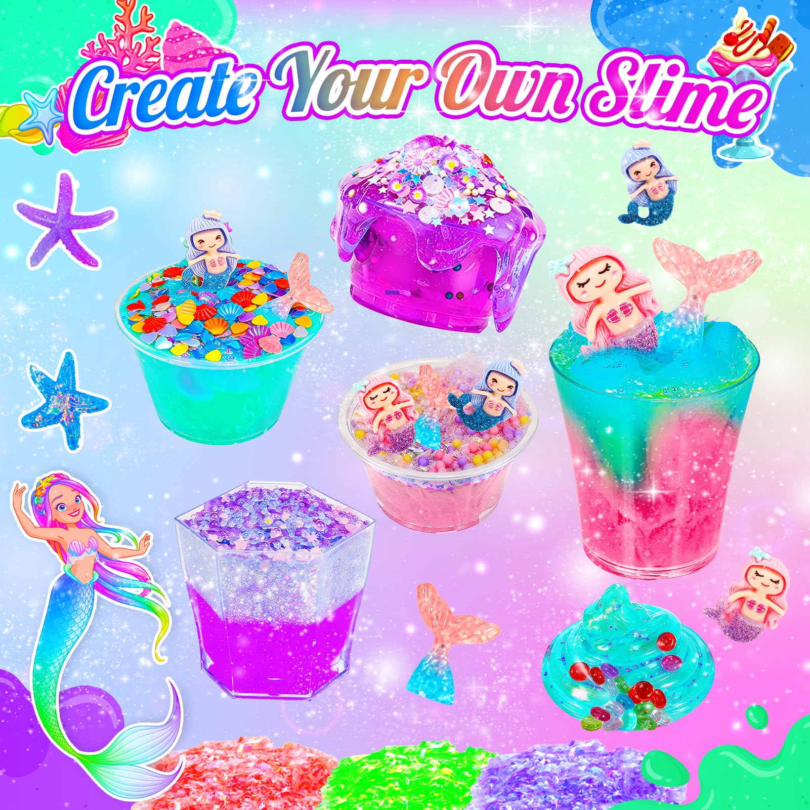 iKidiki Slime per Bambini, Regalo Natale Bambina 6 7 8 9 10 11 12 Anni Fluffy Slime Kit Giochi Bambina 6-12 Anni Femmina Kit Lavoretti Creativi Per Bambini Giocattoli Gioco Bamba