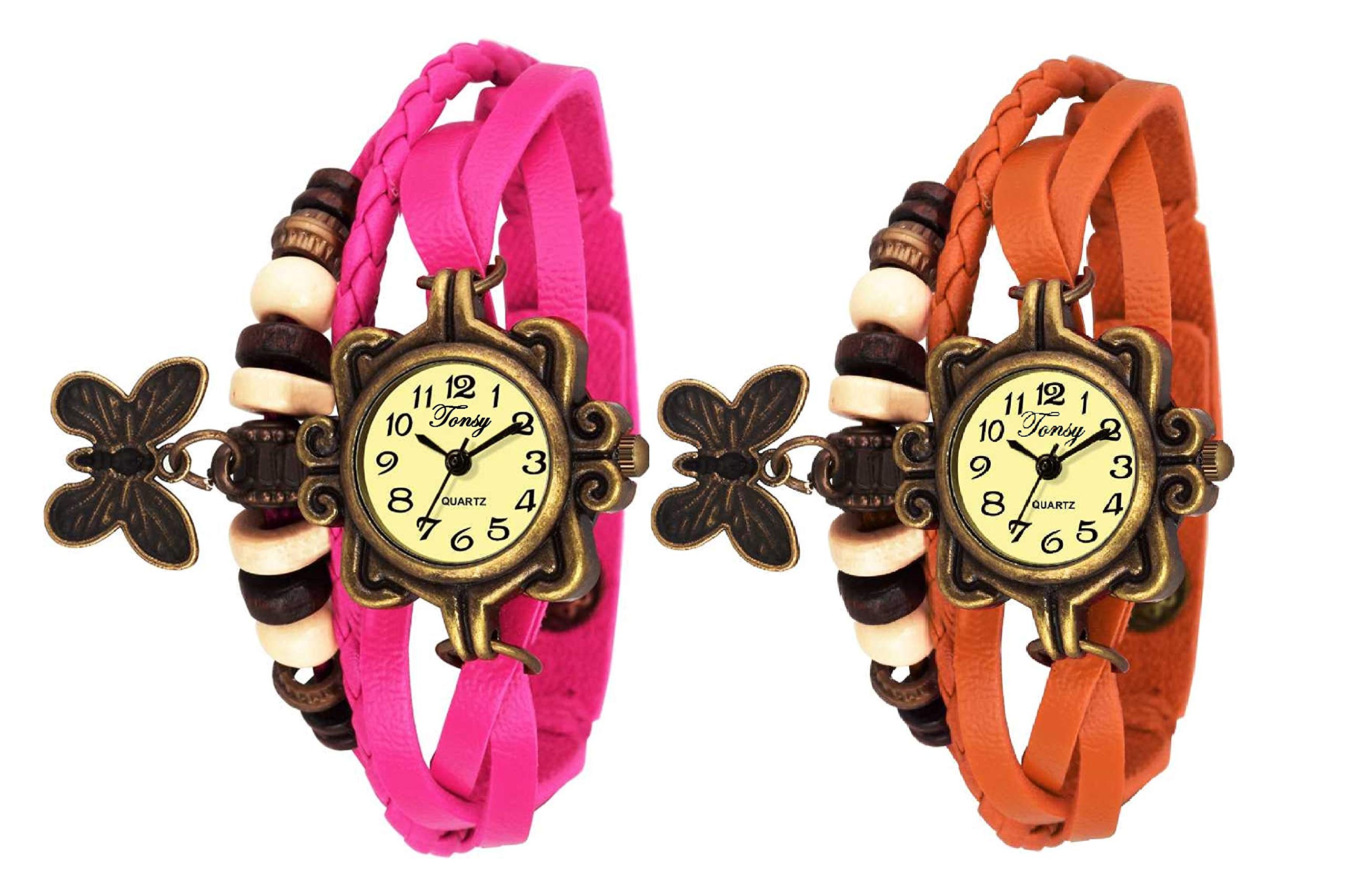 SS Collection Analogue Girls Watch (Off-White Dial Pink & Orange Colored Strap) (Pack of 2) (B07WRF5LG3) Amazon Price History, Amazon Price Tracker