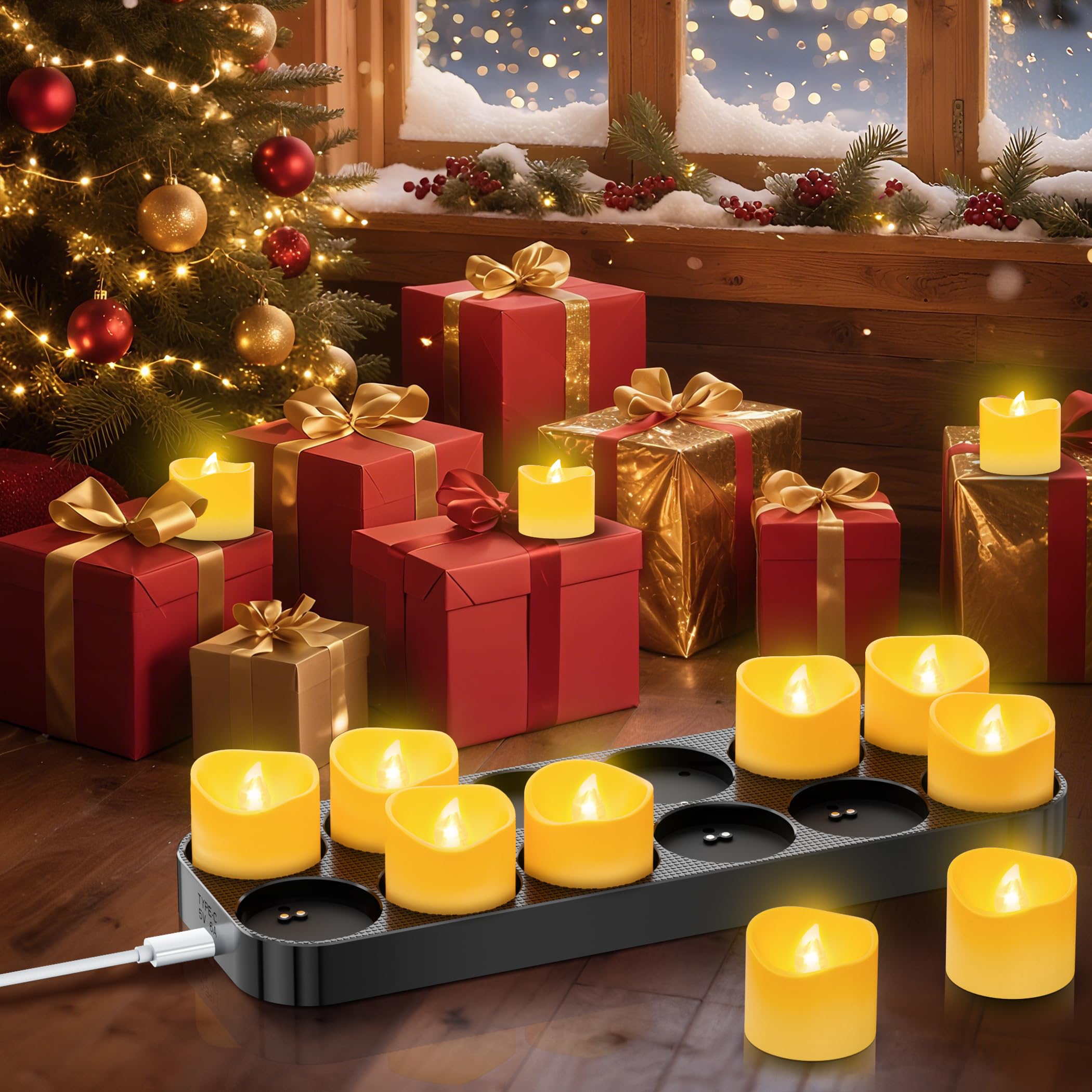 daphomeu 12 lumini a LED ricaricabili con telecomando e funzione timer, stazione di ricarica magnetica, funzionamento 100 H+, candele elettriche tremolanti per decorazioni natalizie e decorazioni da