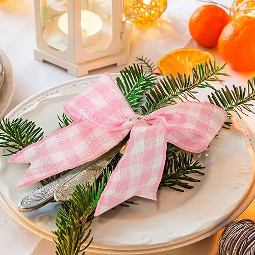 Miniatura 46 de WILLBOND 12 lazos decorativos de terciopelo de arpillera a cuadros de búfalo para coronas para envoltura de regalo, decoración de fiesta de Navidad