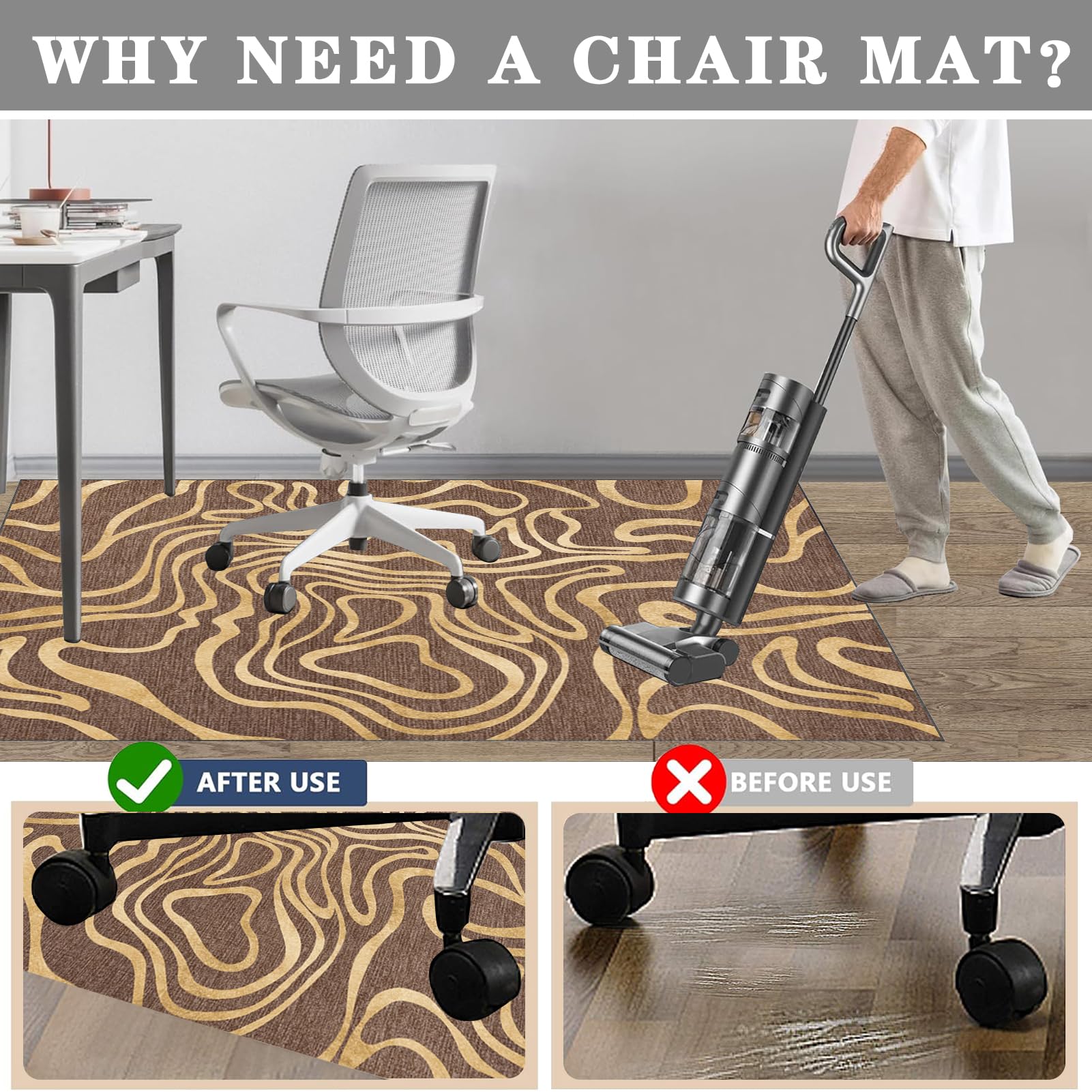 JaevKwzy Chair mat for Hard Floors Heavy Duty Office Chair Mats for Carpeted and Hardwood Floor Carpet Protector Chair Mat Floor Mats Wood/Tile Protection Mat for Office & Home 70 x 100 cm - Image 4