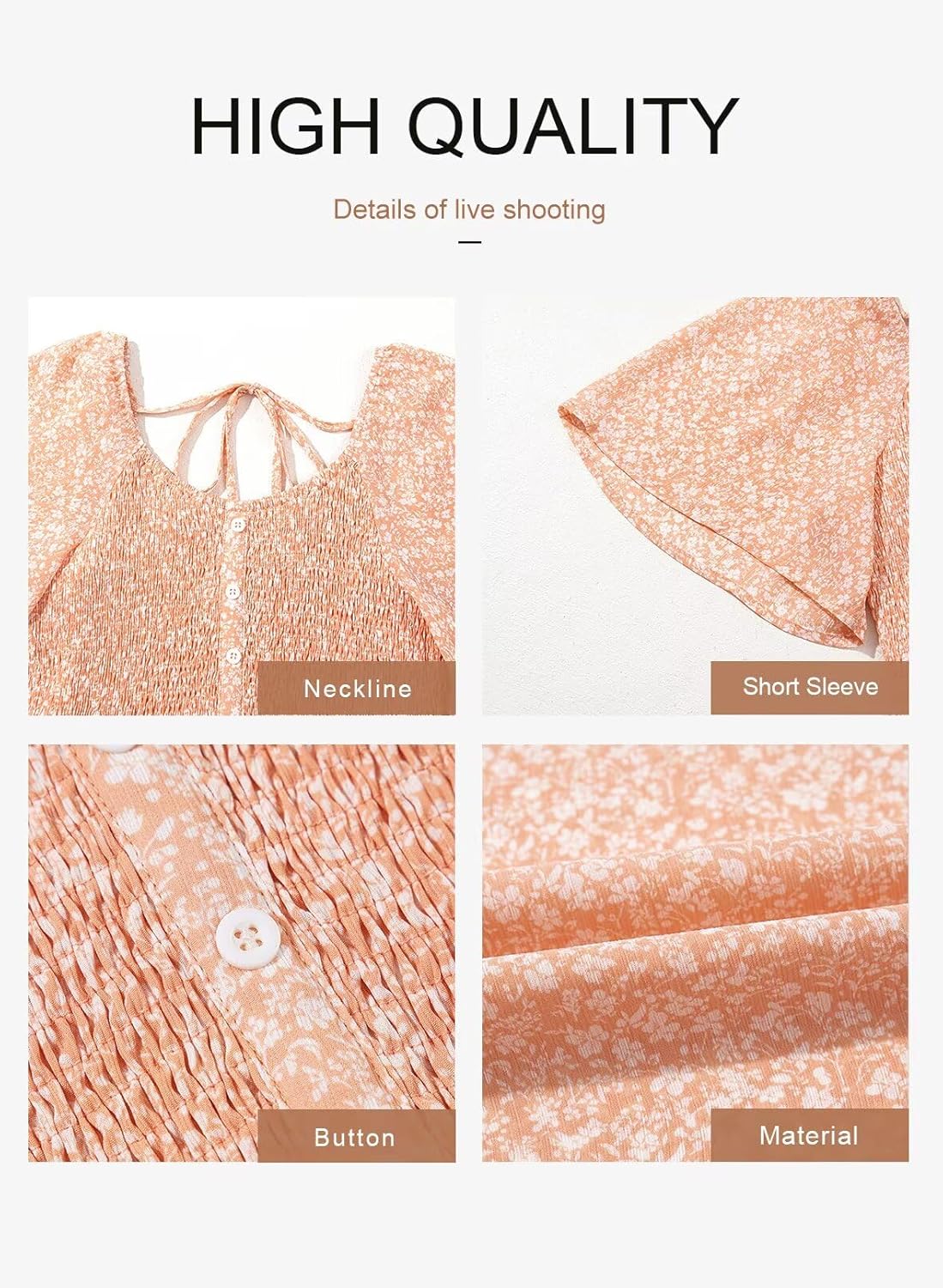 Dokotoo Womens Dresses 2025 Square Neck Tie Backless Summer Dresses Cap Sleeve Floral Buttoned Empire Waist Maxi Dress - Image 5