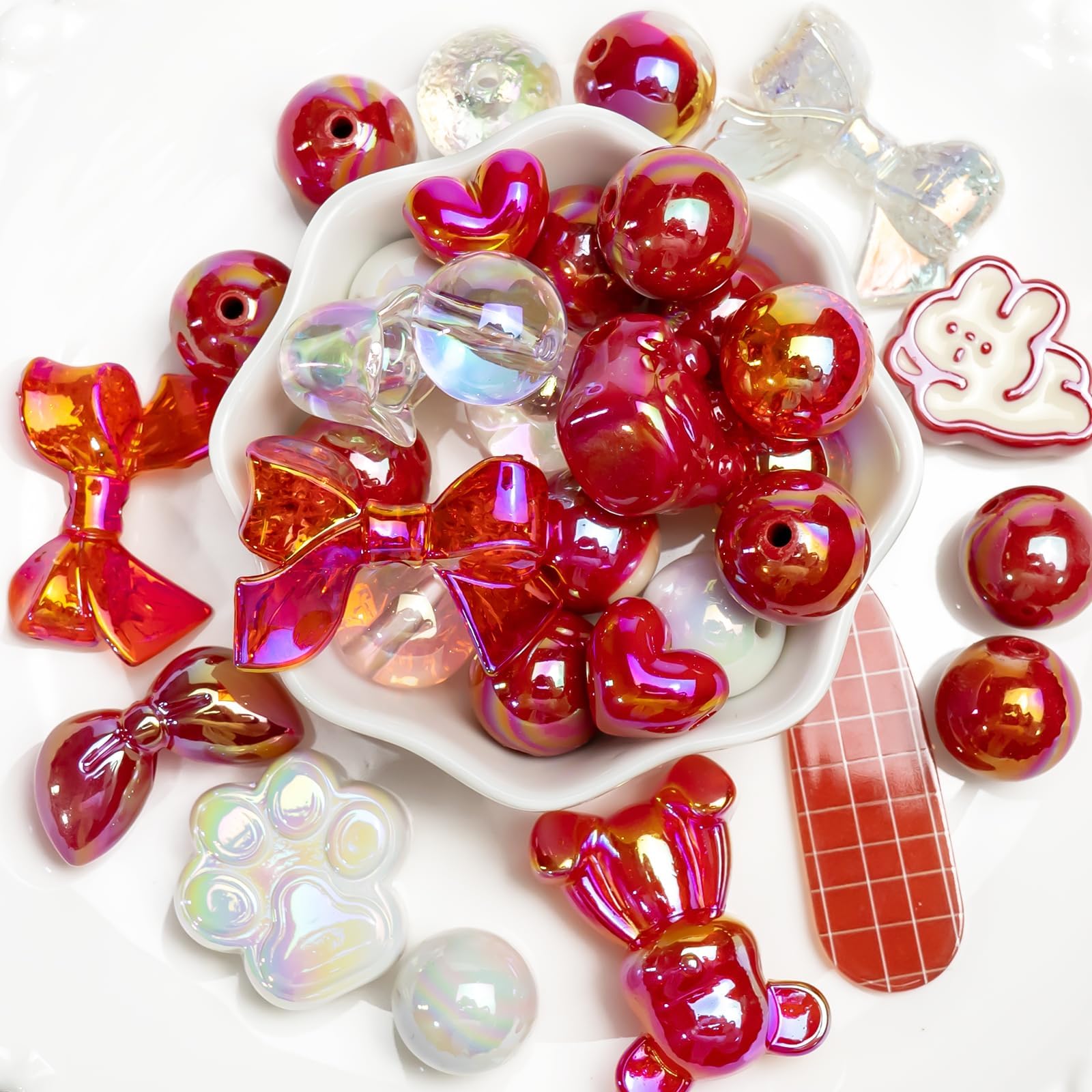 50pcs 4 Style Colorful Acrylic Spacer Beads Butterfly Star Flower Heart Beads For DIY Jewelry Making Charm Diy Necklace Bracelet