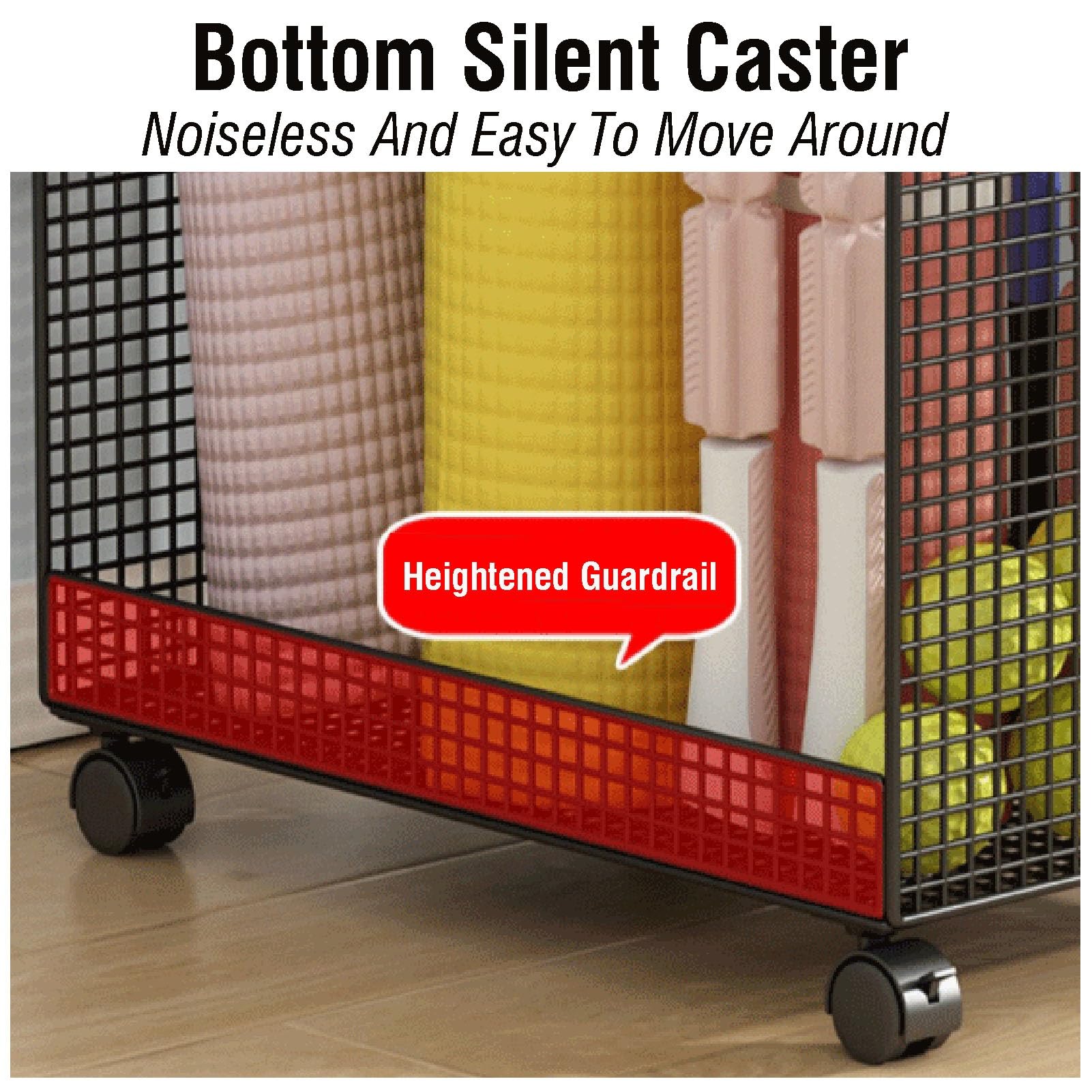 Soporte para Esterilla de Yoga, Estante Multifuncional con Ruedas para Equipos de Fitness en casa. Organizador de esterillas y Accesorios para Rodillos de Espuma y Bloques de Yoga, Ideal par