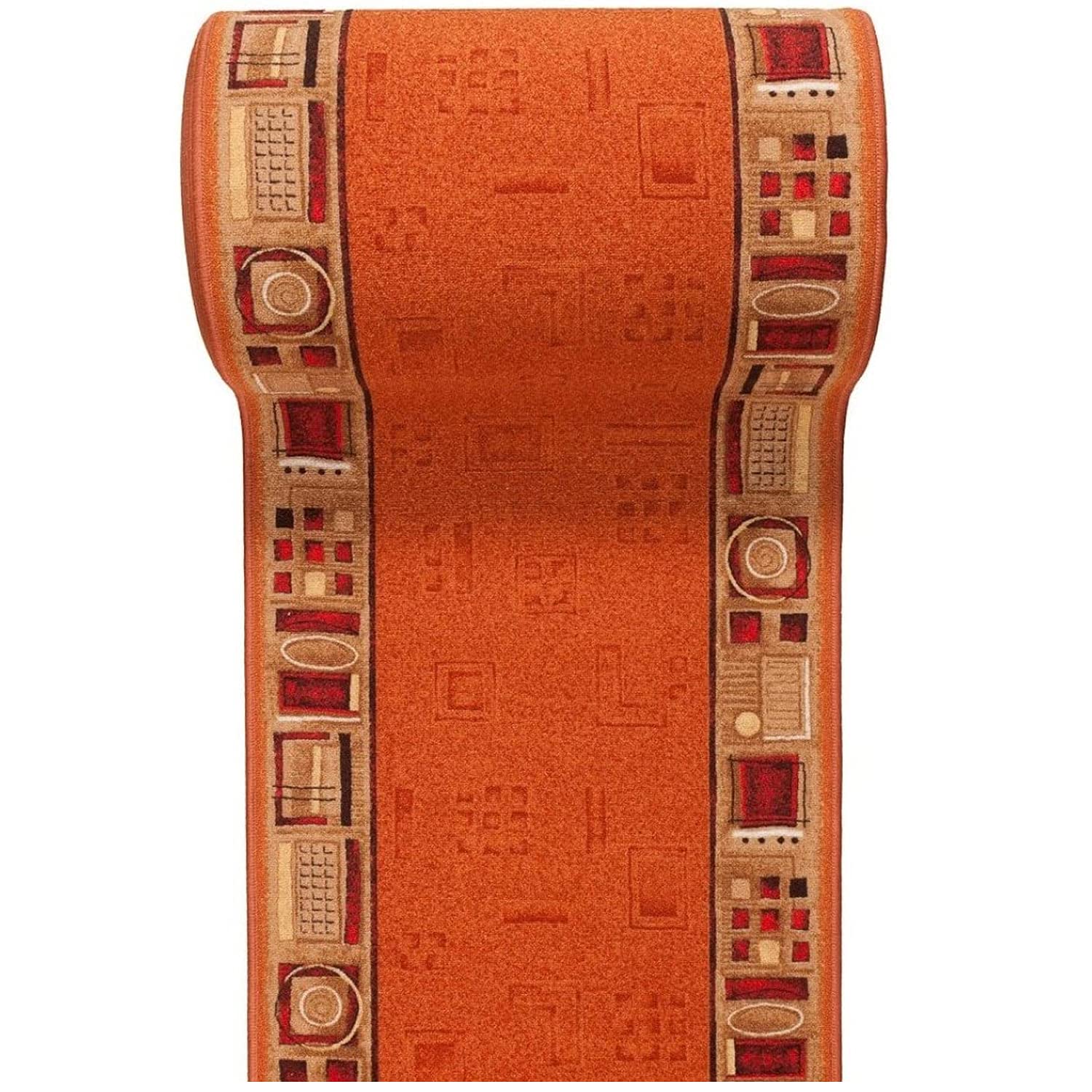 Carpeto Rugs Alfombra de Pasillo Moderna Larga Antideslizante de Pelo Corto - Alfombras de Pasillo por Metros - Alfombras para Pasillos Largos - Beige Anaranjado - 67 x 300 cm