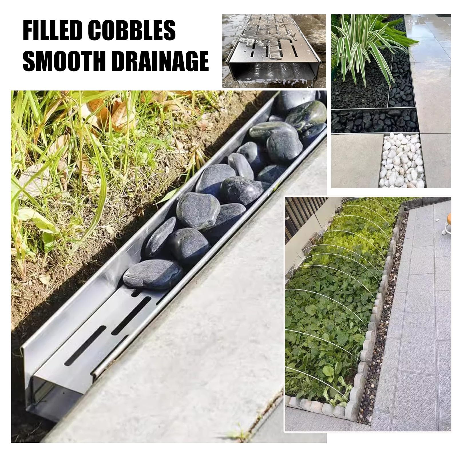 Canaleta de Desagüe Canal De Drenaje Para Patio Con Rejilla, Canaleta De Drenaje Estrecho Para Exteriores, Canaleta Desague De Acero Inoxidable Para Uso Comercial, Canalón De Alcantarillado(100x10x6.5