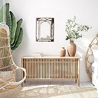 Vista 5 de Espejos arqueados pequeños de granja para decoración de pared de sala de estar, 16 x 12 pulgadas, espejo de entrada con marco de madera tallada