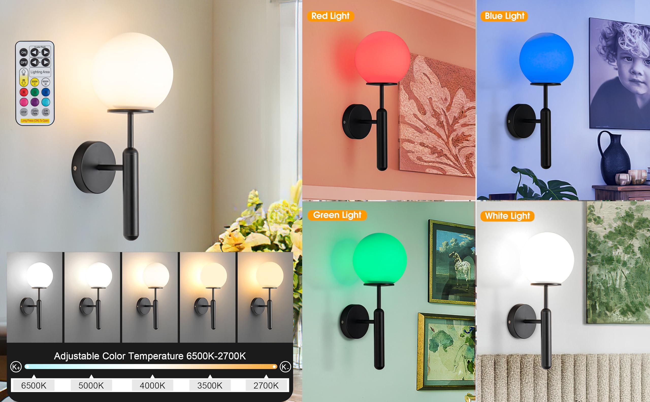 Tumgog Battery Operated Wall Sconces Set Of 2,Not Hard Wired - View #6