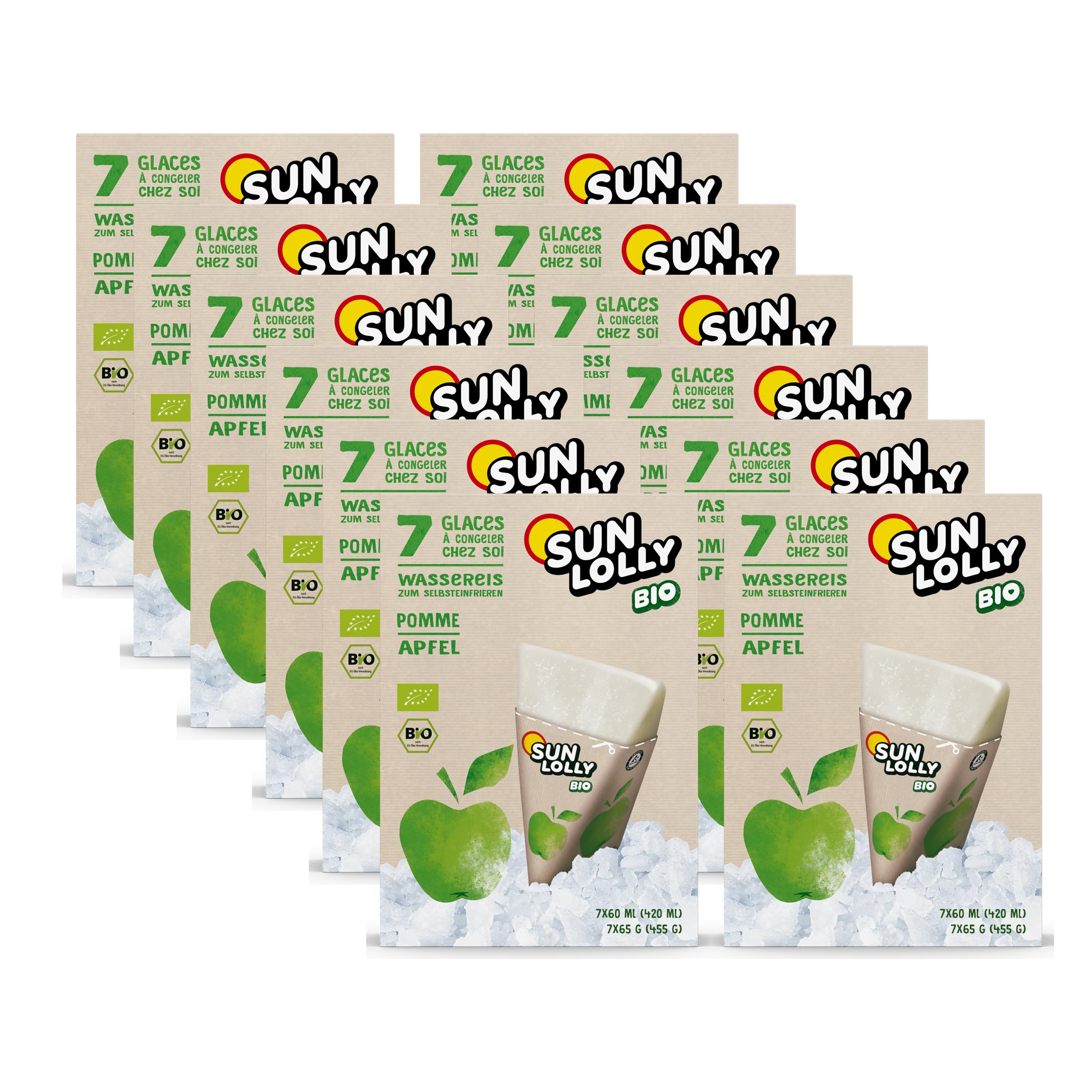 Sun Lolly Bio Wassereis Apfel 12er Vorratspack 12 x 420ml Mit Fruchtsaft
