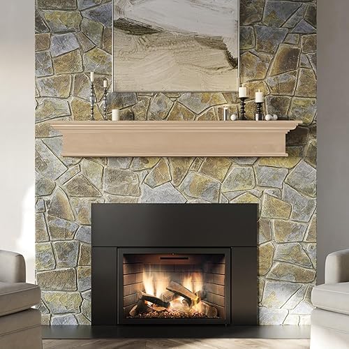 Miniatura 2 de MANTELSDIRECT Estante flotante de madera para chimenea de 72 pulgadas sin terminar, Bellamy de Mantels Direct, estante de pared rústico de madera