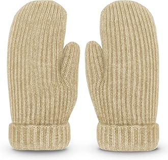 WhiteleopardMen's Winter Gloves Warm Lining Elastic Cuff - Knit Stretchy Cold Weather Warm Knit Thick Gloves Mittens