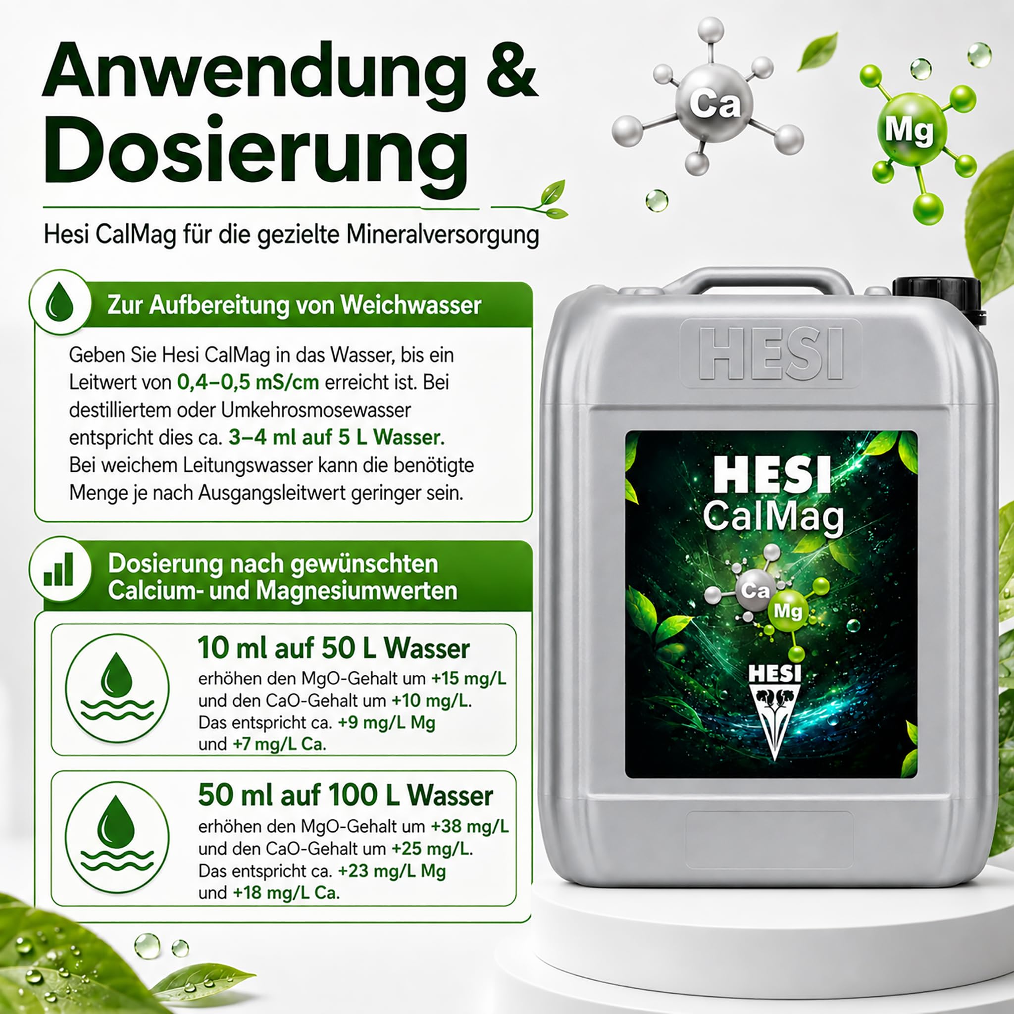 ECI Bundle HESI CalMag 10 Liter Calzium-Magnesium-Dünger Perfekte Grow Mineralbalance inkl. ECI Pipette