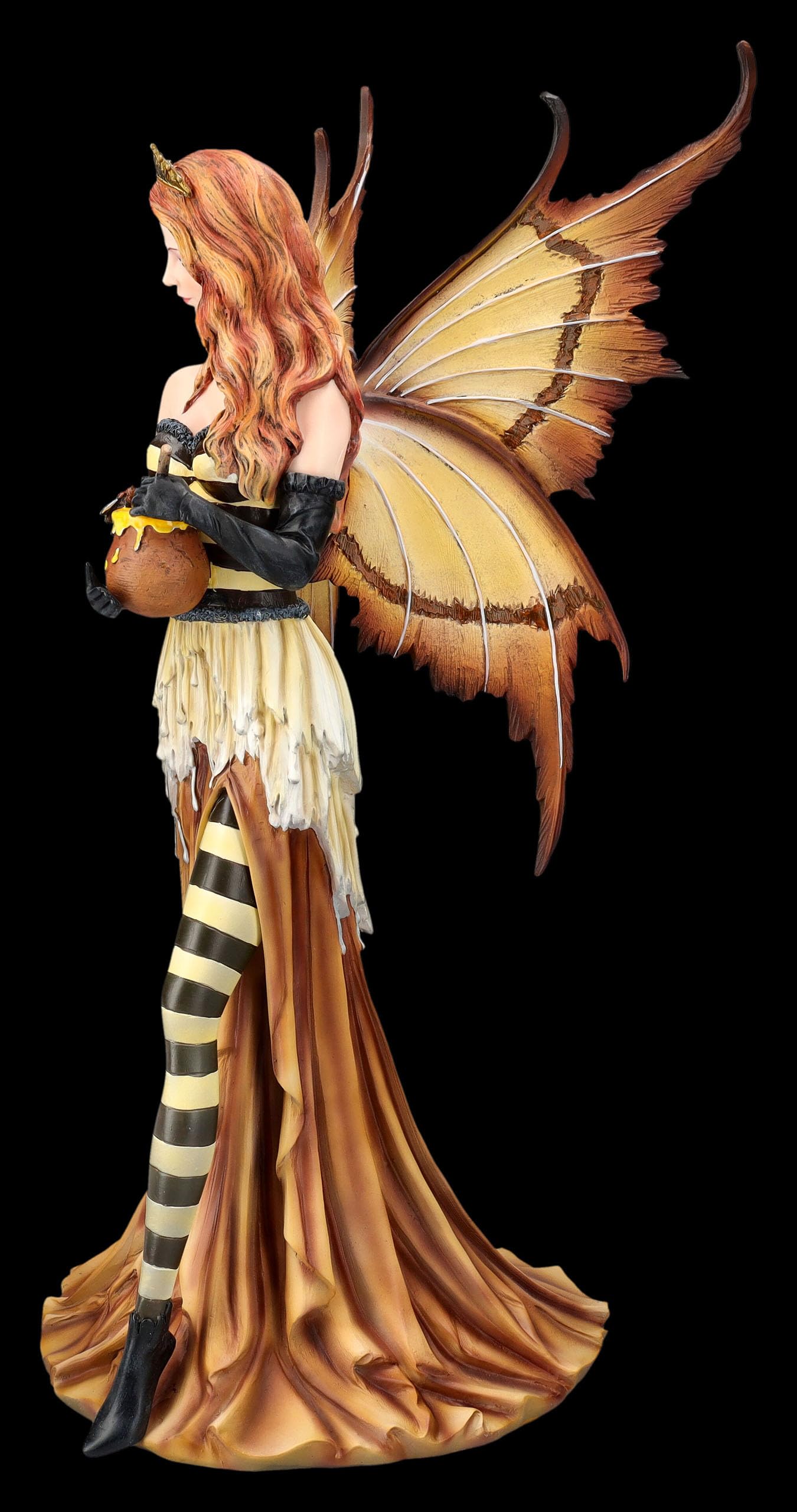Figuren Shop GmbH Elfenfigur mit Honig – Honey, die Elfe des Honigs – handbemalte Fantasy-Deko (45,5 cm) – Tales of Aurelion Collection – Geschenkidee für Elfen- & Naturfreunde