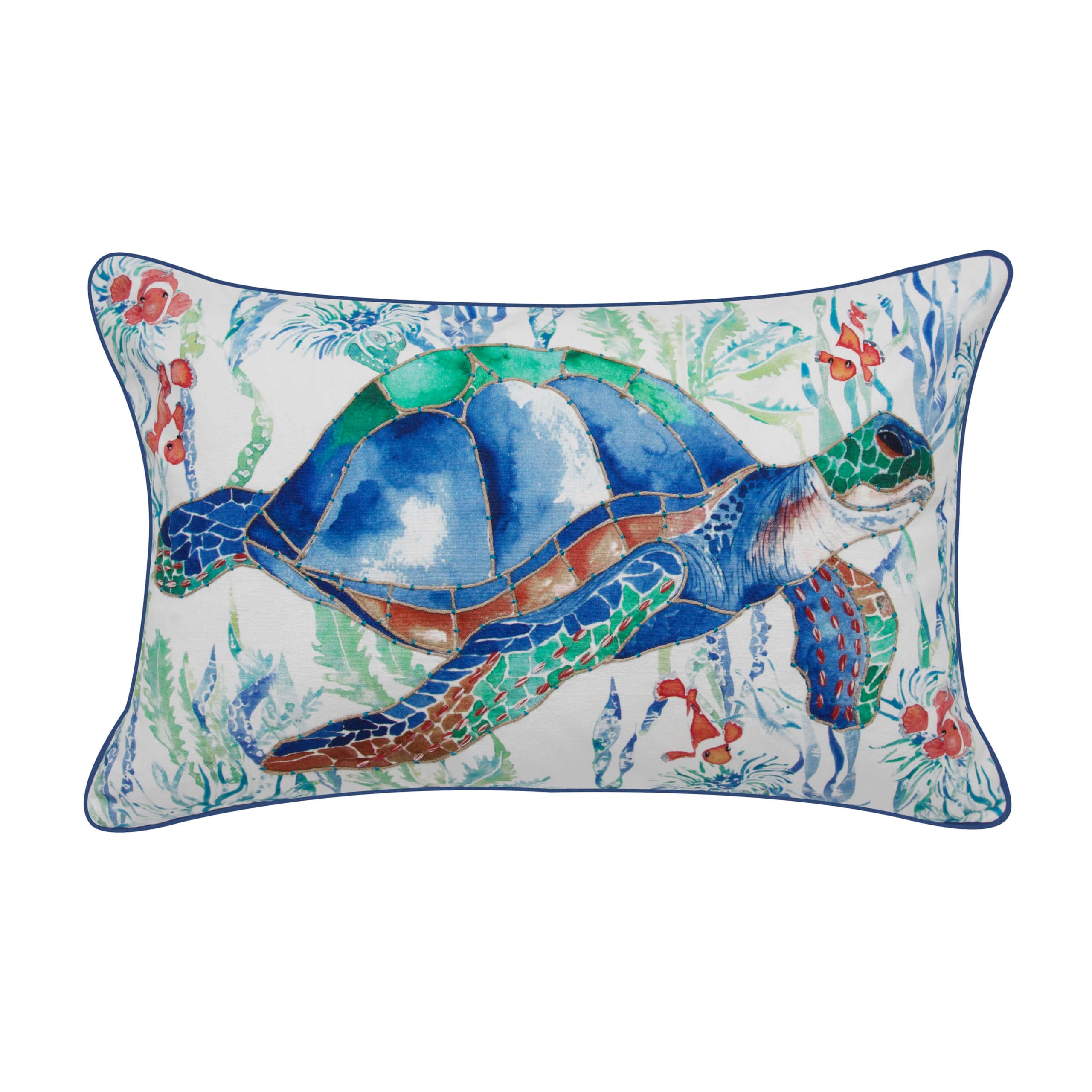 Oreiller tortue nautique vert coussin de decoration marine maison