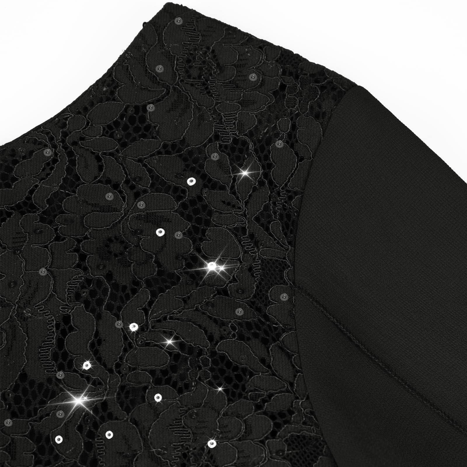 COOAN Damen Formales Kleid Hochzeitsgäste Cocktail Spitze Pailletten Kleider