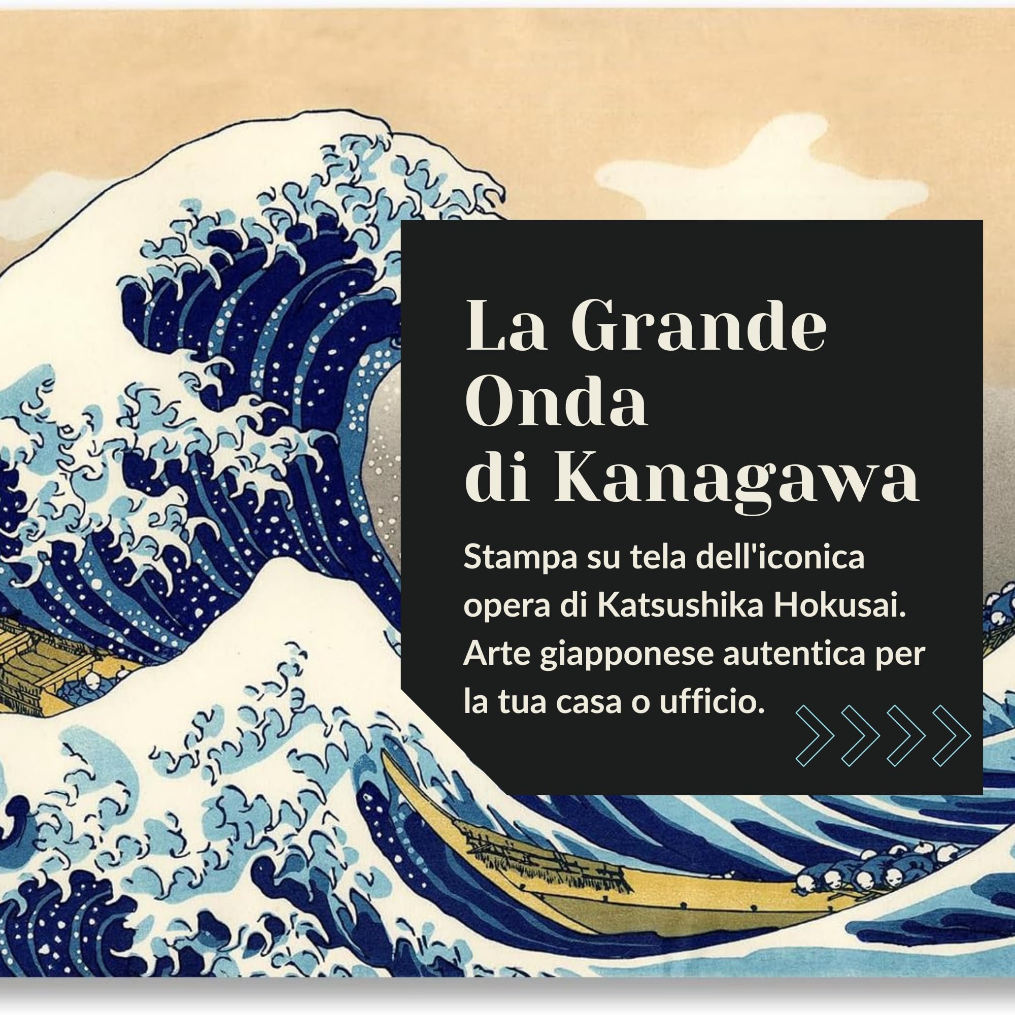 Stampa su Tela – La Grande Onda di Kanagawa – Quadro Arte Giapponese di Katsushika Hokusai per Casa e Ufficio (70, Centimetri, 100, Centimetri)