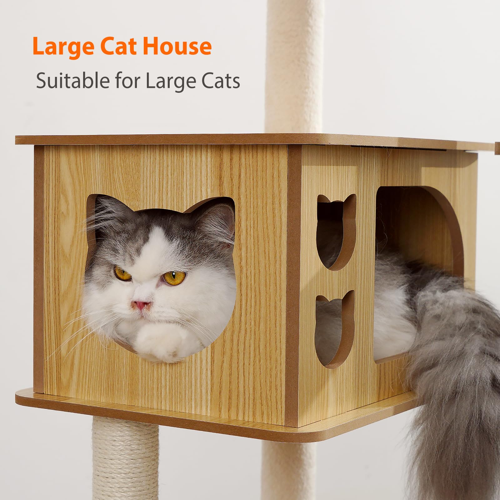 yuyuesmart Modern Cat Tree with Acrylic Dome, 56 Inches Wooden Cat Tree