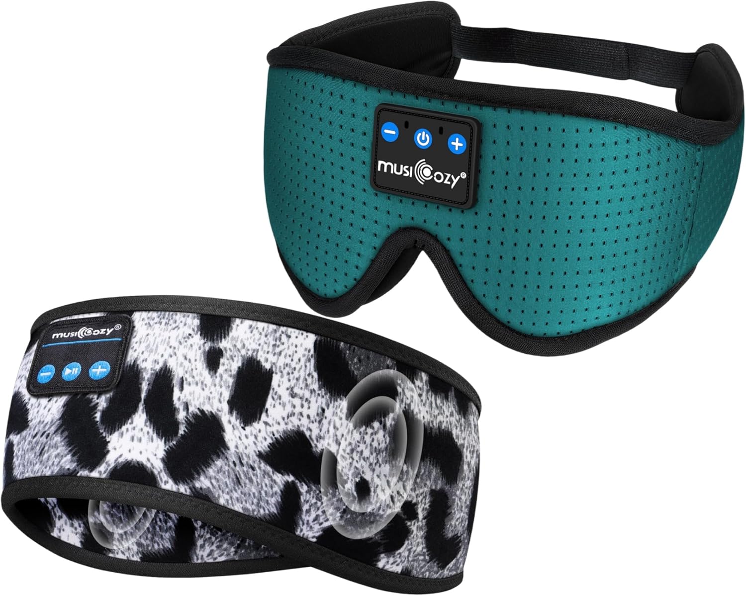 MUSICOZY Bluetooth Sleep Mask and Headband Bundle – Wireless Headphones Set for Sleep, Travel, and Exercise