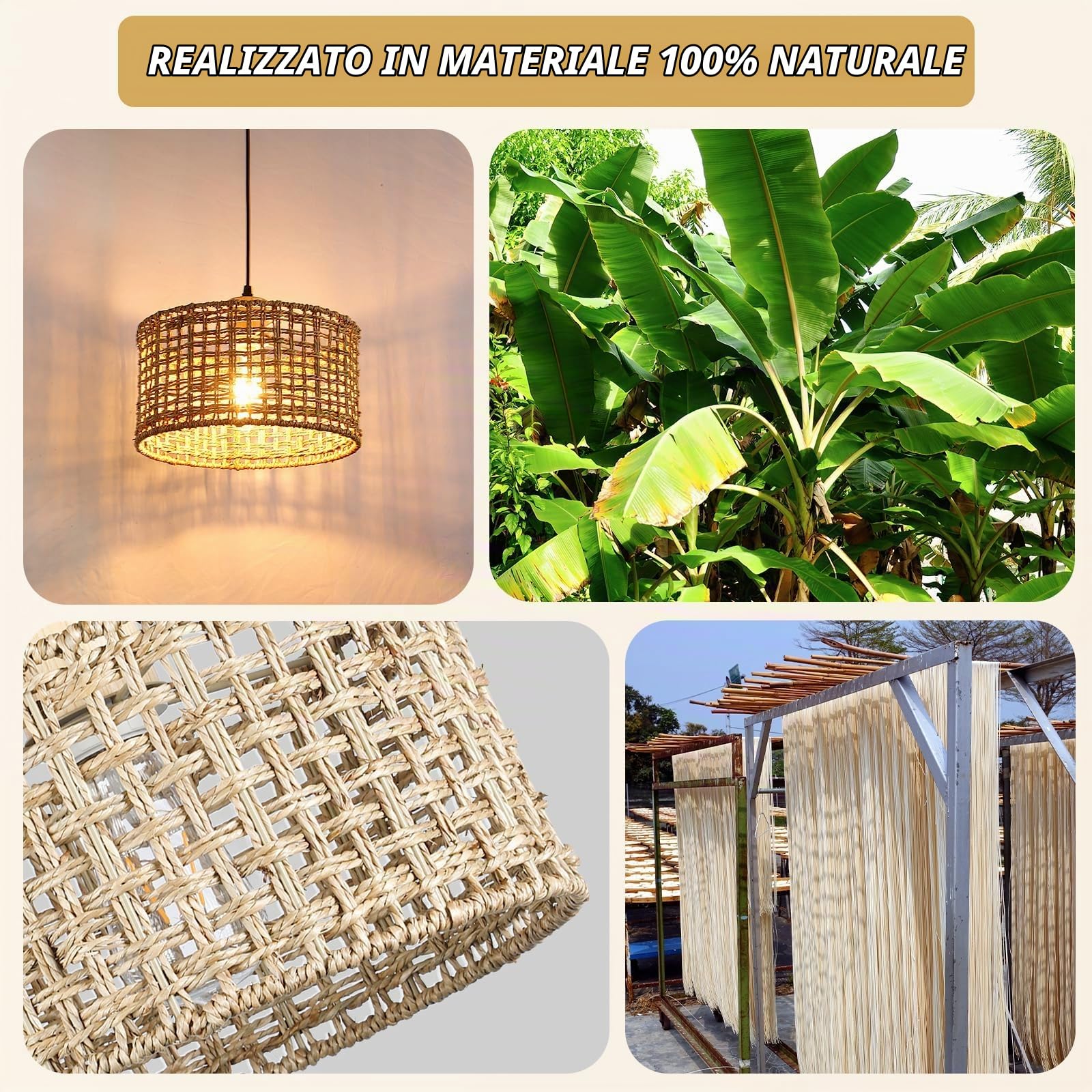 Lampada a sospensione in rattan intrecciato a mano, 30 cm, 1 luci, lampadario per soggiorno, fattoria E27, decorazione Boho per interni, per cucina, camera da letto, soggiorno, sala da