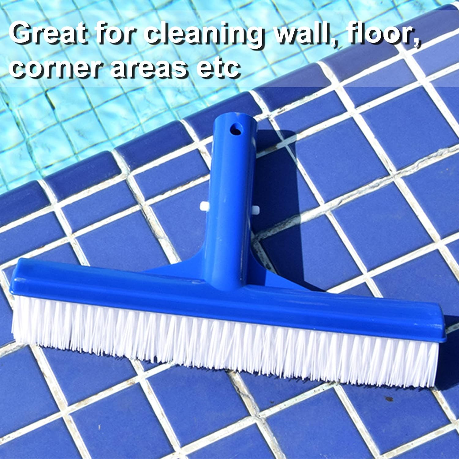 CREPRO Pool Brush, Durable Nylon Brush with Strong Connector and Soft Nylon Bristles for Cleaning Pool Walls and Pool Ground Surfaces(10" Wide)