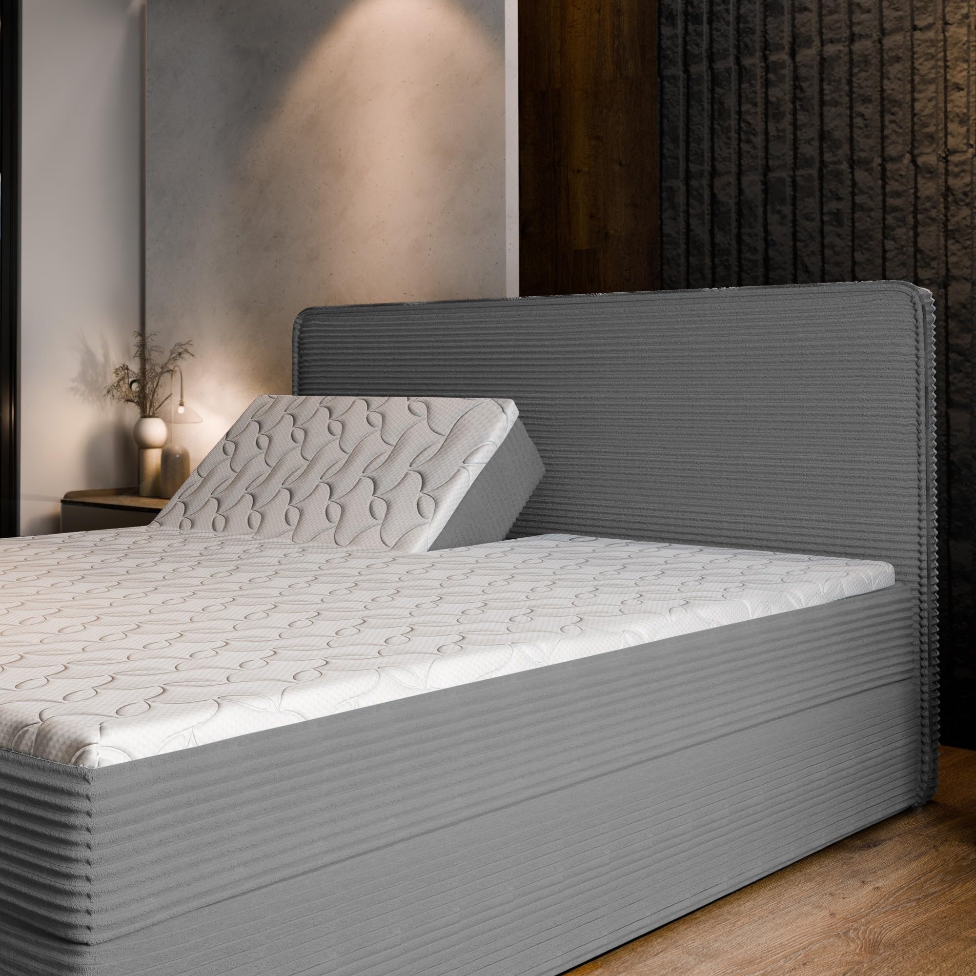 Masseno Boxspringbett Astor 180x200 cm Komplett-Set mit Matratze und Topper, Polsterbett mit Zwei Bettkästen -Schwarz, Lincoln 100