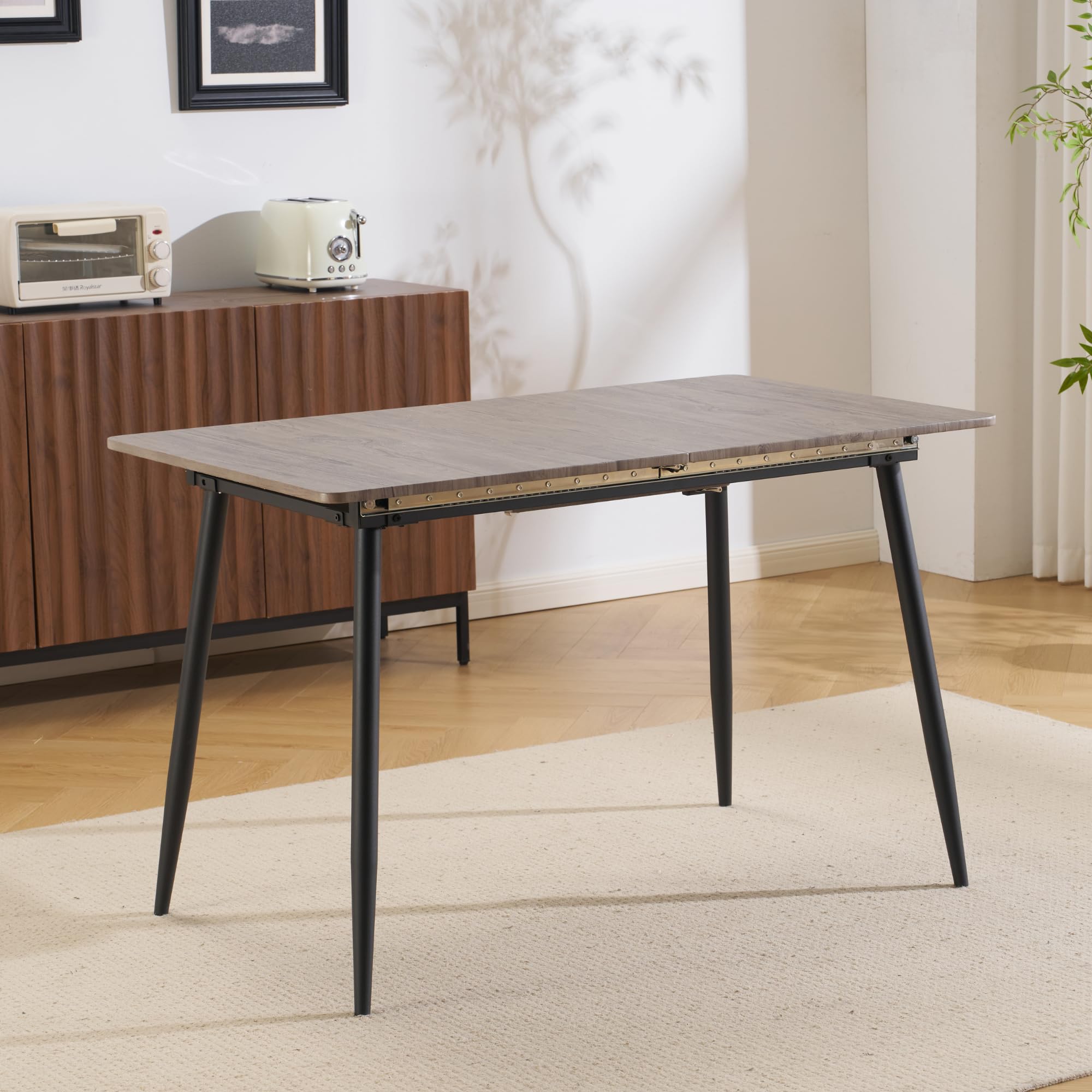 Amazon｜【伸長式ダイニングテーブル 120-160cm】木目調 伸縮テーブル