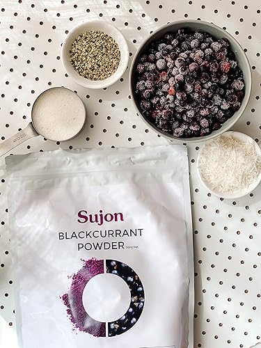 Miniatura 4 de Sujon Polvo de grosella negra, hecho de grosellas negras 100% enteras de Nueva Zelanda, liofilizado y en polvo, 6.3 onzas, suministro para 30 días,
