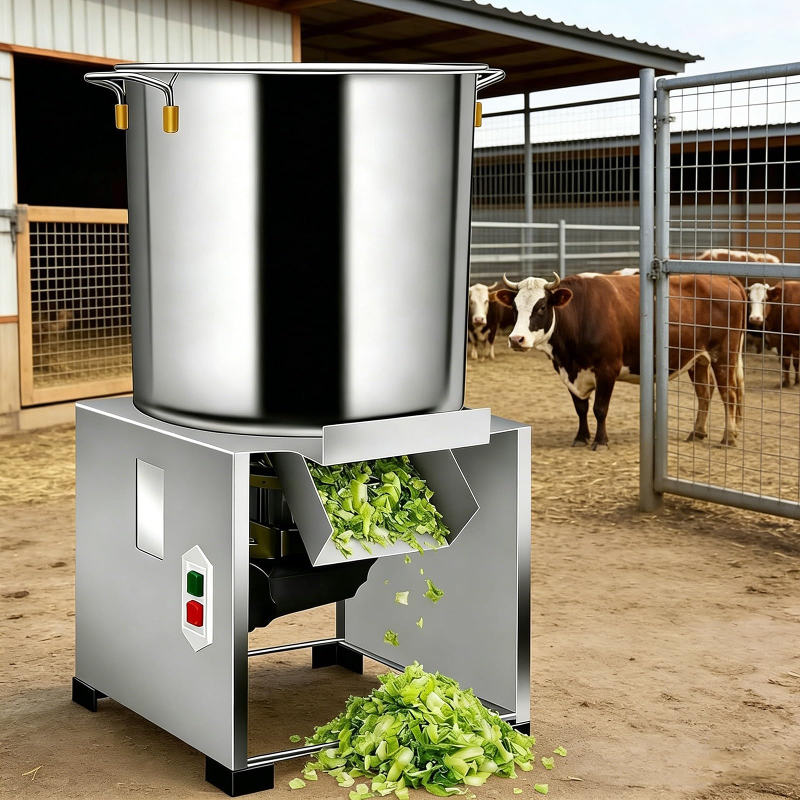 Gewerblicher Futterhäcksler Elektrisch 50–200 kg/h – Edelstahl Geflügelschneider für Huhn & Gemüse, Hühnerfleisch Zerkleinerer für Landwirtschaft & Tierfutter 1800W
