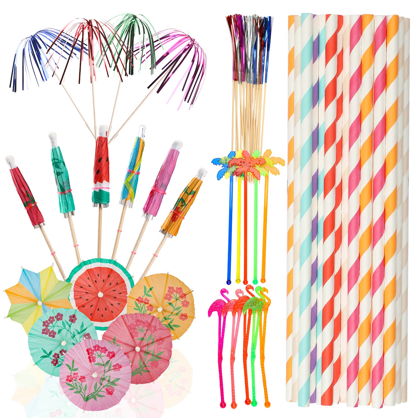 TOPBELIEF 90 Pcs Cocktail Umbrellas for Drinks, Cocktail Straws, Cocktail Accessories for Drinks, Paper Umbrella Sticks, Party Food Drink Decorations for Drinks Wedding Summer Party, Mixed Color
