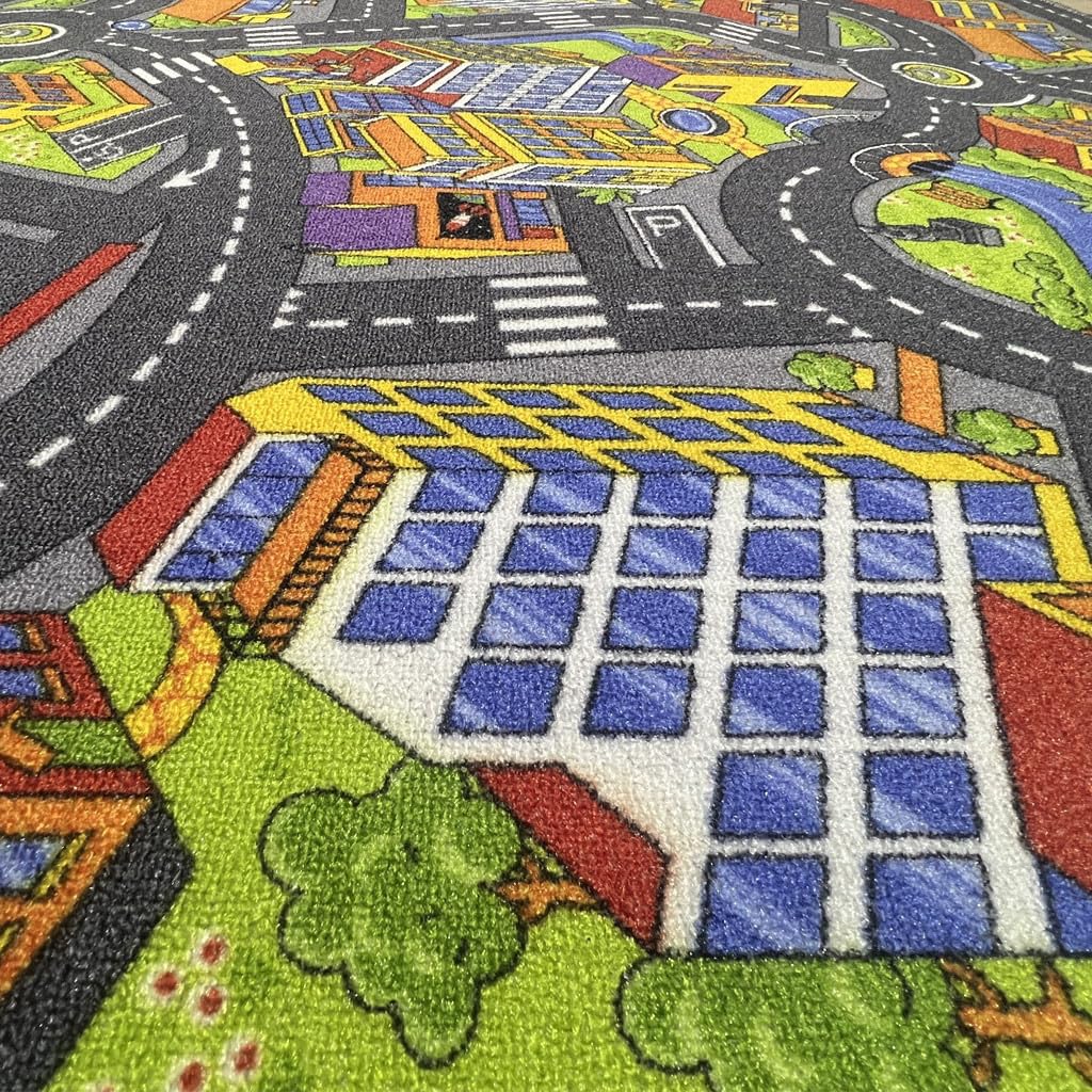 Alfombra Infantil Grande Ciudad – diseño Carreteras para Jugar con Coches – Segura, Lavable y Llena de Aventuras (200 x 250 cm)