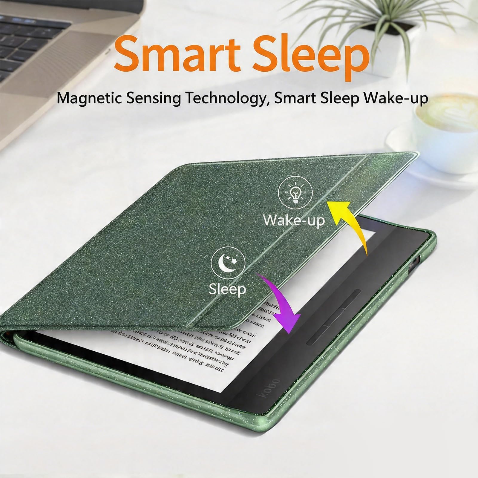 Funda protectora brillante para lector electrónico de 7 pulgadas, función de encendido y apagado automático, funda acrílica transparente para cubierta de libros electrónicos