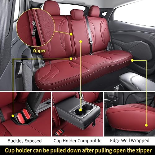 Miniatura 3 de INCH EMPIRE Funda de asiento de automóvil de ajuste personalizado para Ford Mustang Mach E, protector de cojín de cuero sintético para 2021 2022