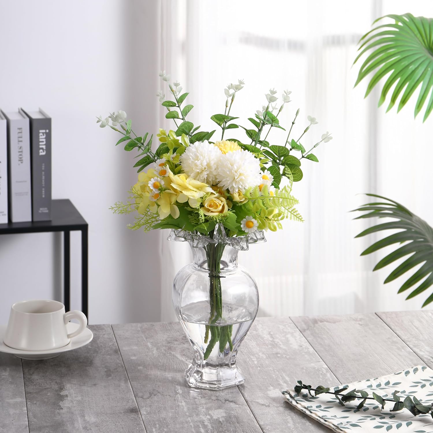 Large Glass Vase, Clear Vase for Flowers, Flower Vases for Bouquet, Glass Flower Vases for Living Room, Dining Table, Shelf, Wedding, Office, Coffee Table, 9.5 Inches - Image 3