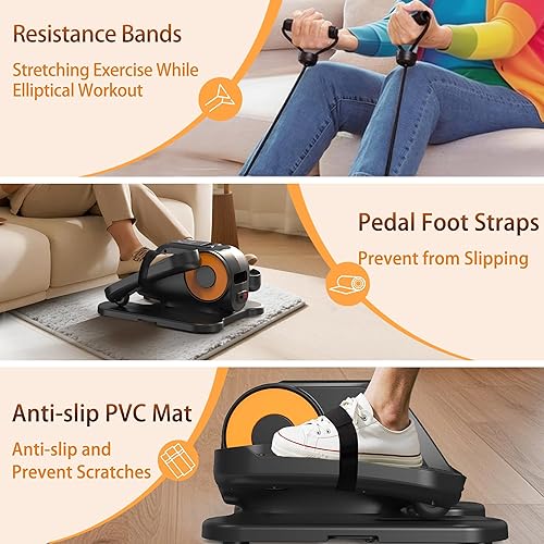 Miniatura 5 de Under Desk Elliptical Machine, Electric Elliptical Training Machine w/Remote & 12 Speeds Level, Manual & Auto Mode, Elliptical Traier for Seniors