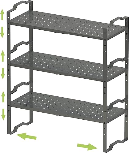 Jojocross Estante expandible para organizador de gabinete, estante de especias apilable ajustable en la cocina y el baño más, encimera, armario,