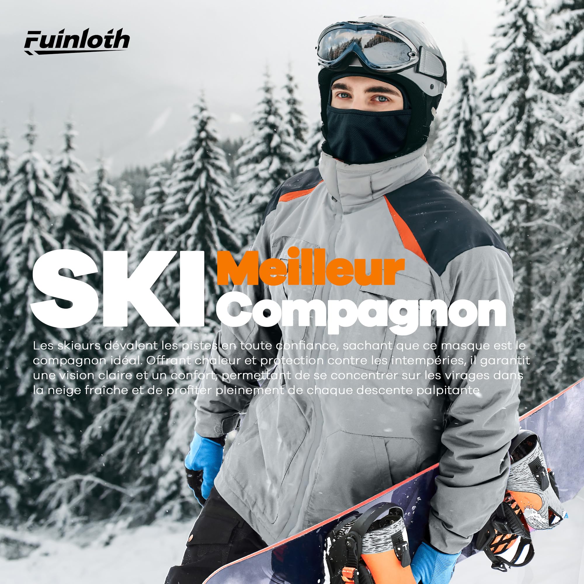 fuinloth Cagoule Moto Balaclava，Bike Masque de Ski Mask Running Protection UV et Vent pour Homme/Femme - 5