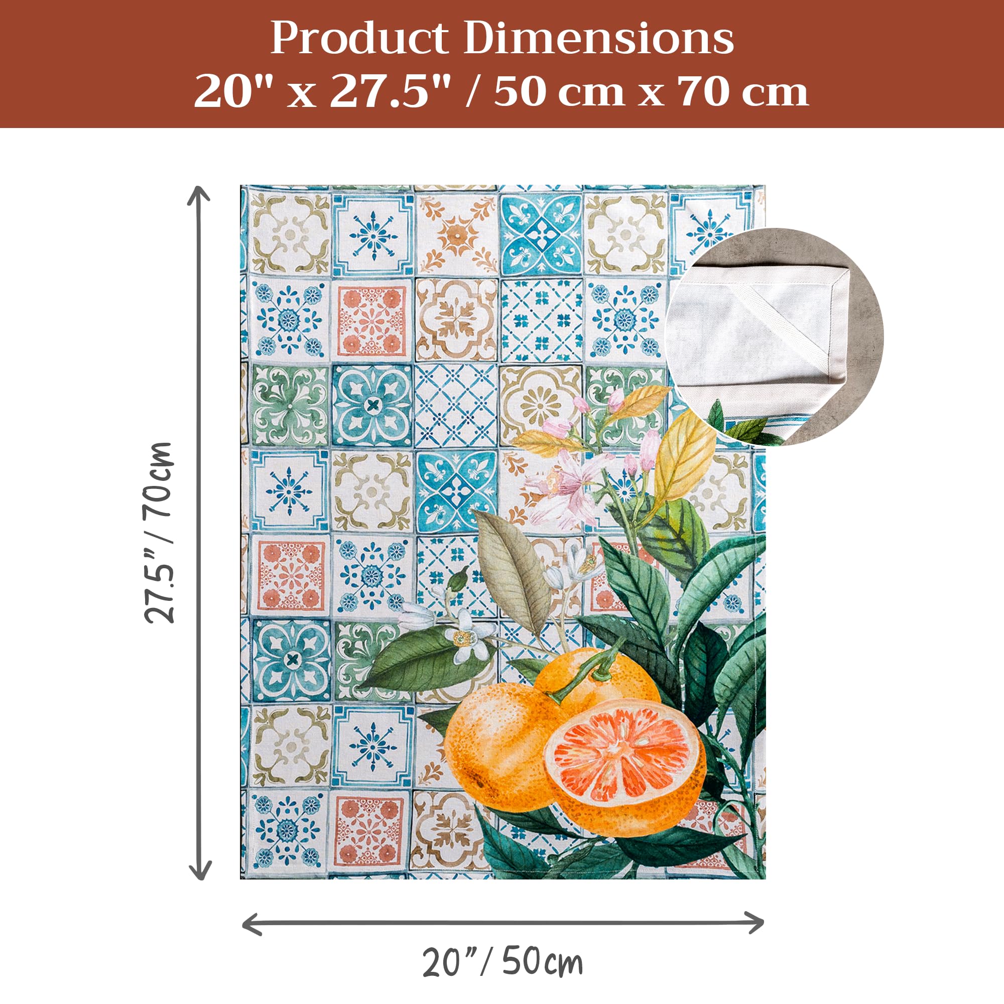Maison d' Hermine Küchenhandtuch, 100% Baumwolle Set von 3, 50 cm x 70 cm Küchenhandtücher Tischgeschirrtücher zum Muttertagsgeschenke, Reinigen, Buffetpartys und Hochzeiten, Agrume – Frühling/Sommer