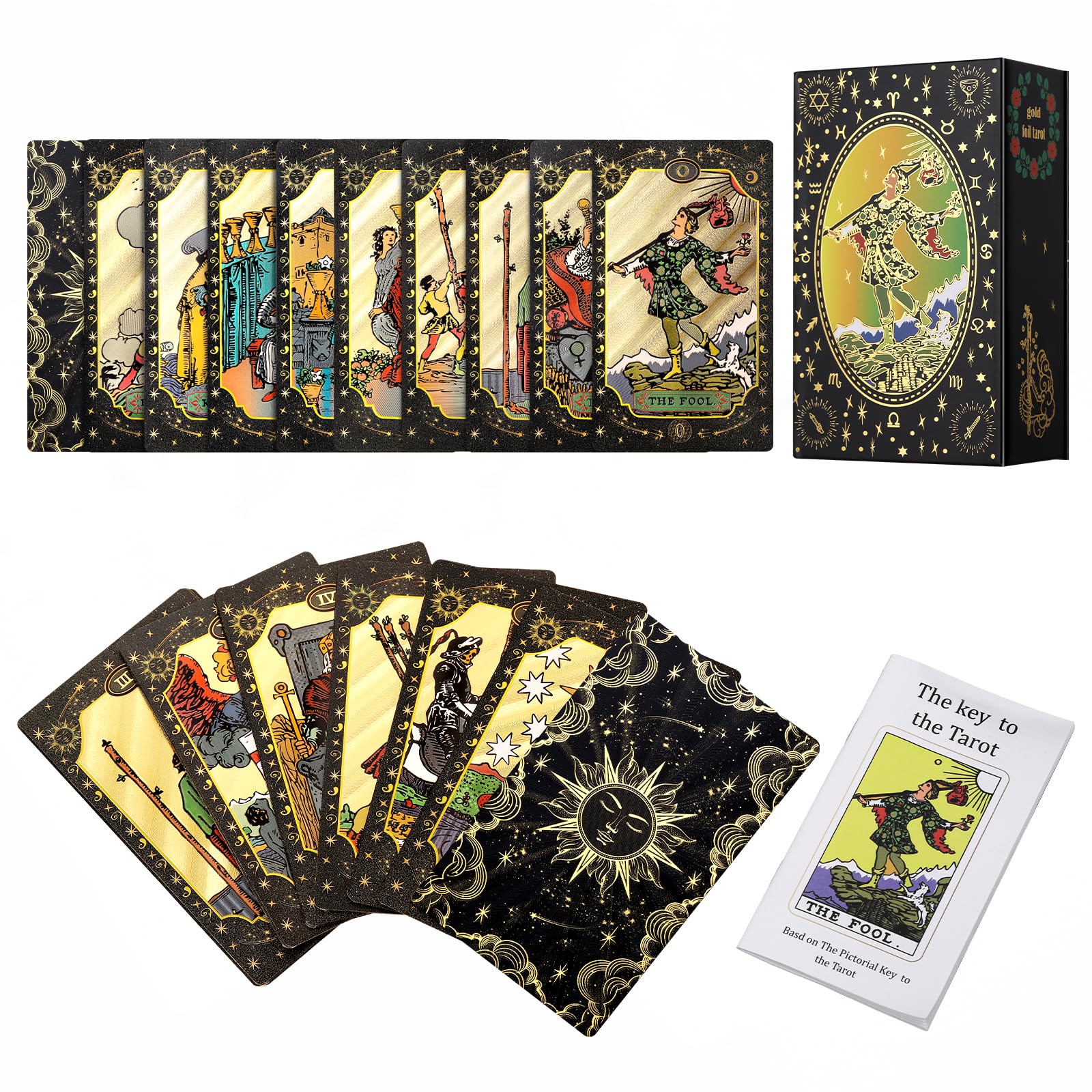 Amazon.com: SUNHHX Tarot Cards, 78 Gold foil Tarot Cards Deck for
