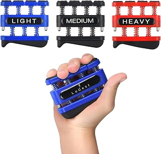 Logest Finger Strengthener Set: 3 Resistance Levels (3-11 lbs) for Hand, Forearm, Grip Strength - Musicians, Climbers, Therapy