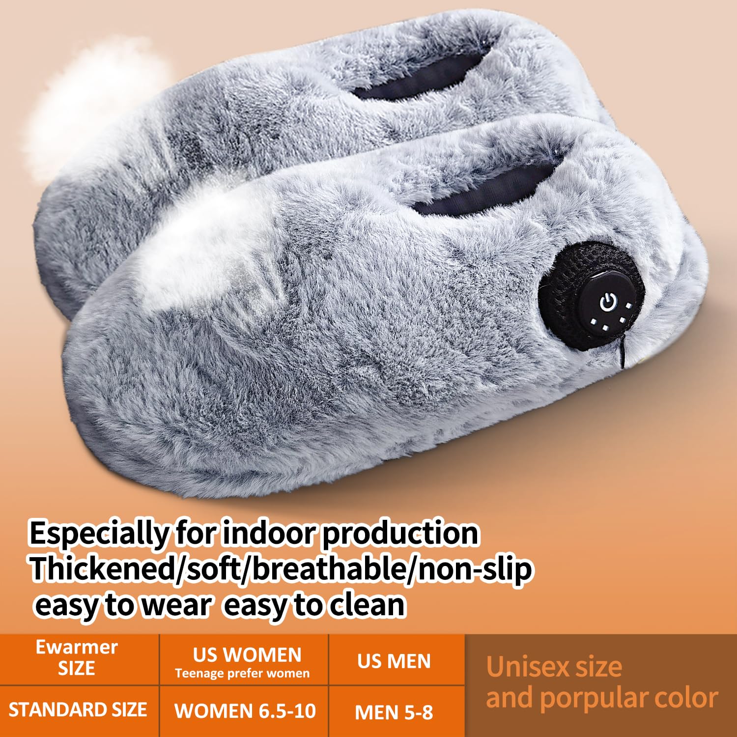 Ewarmer Reachargeable Foot Warmer for Cold Feet, Heated Boots Slippers for Women, The Next Generation Heating Boots (Grey Slippers, Standard)