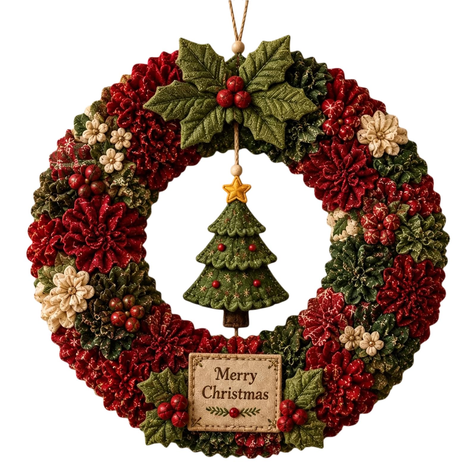 DIY Fabric Poke Christmas Wreath Crafts Making Kits for Adults and Kids