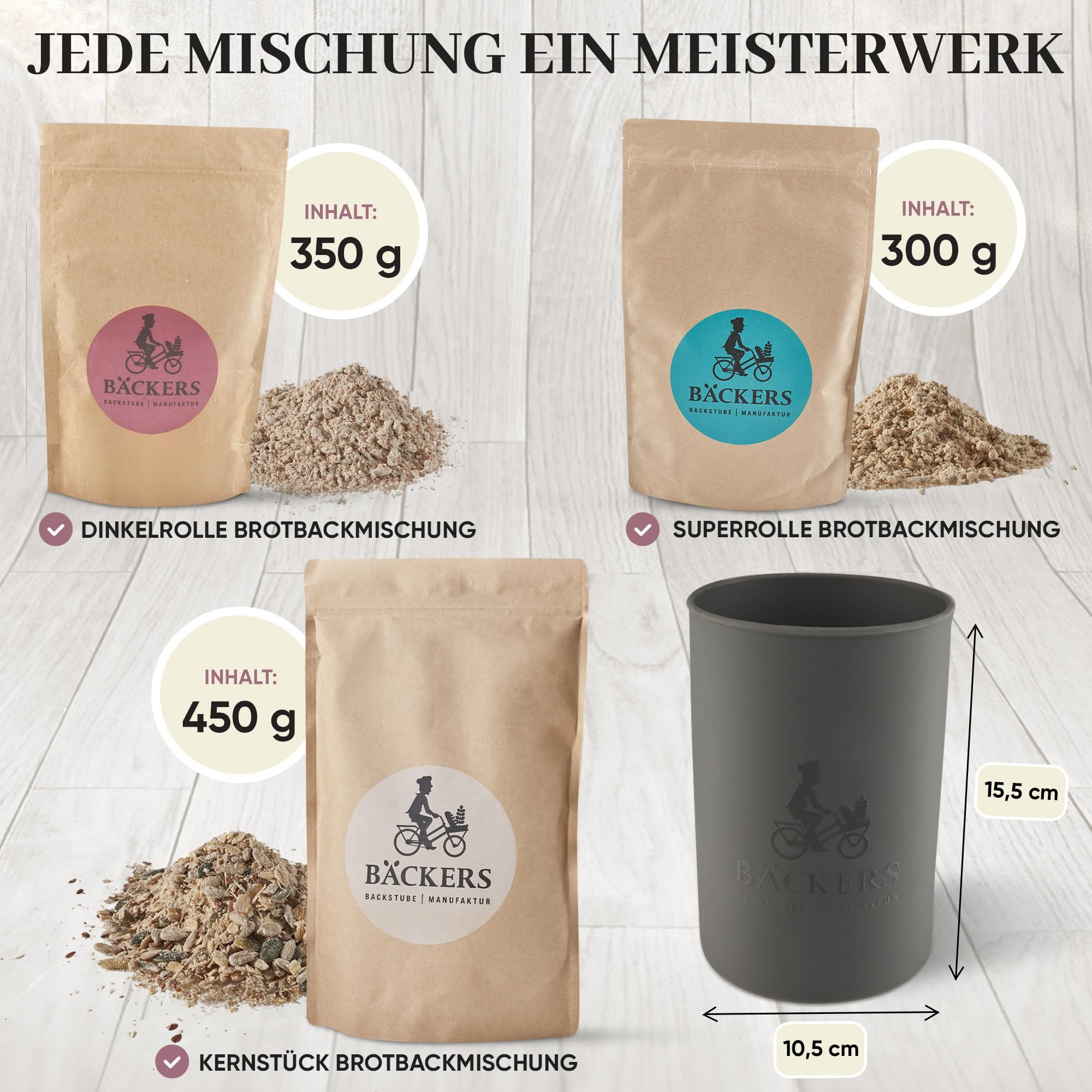 BÄCKERS® Brotback-Starterset, 3 Brotbackmischungen mit einzigartiger Silikon-Backform (Made in Germany) | Einfach leckeres Brot backen - ohne Zusatzstoffe & immer frisch