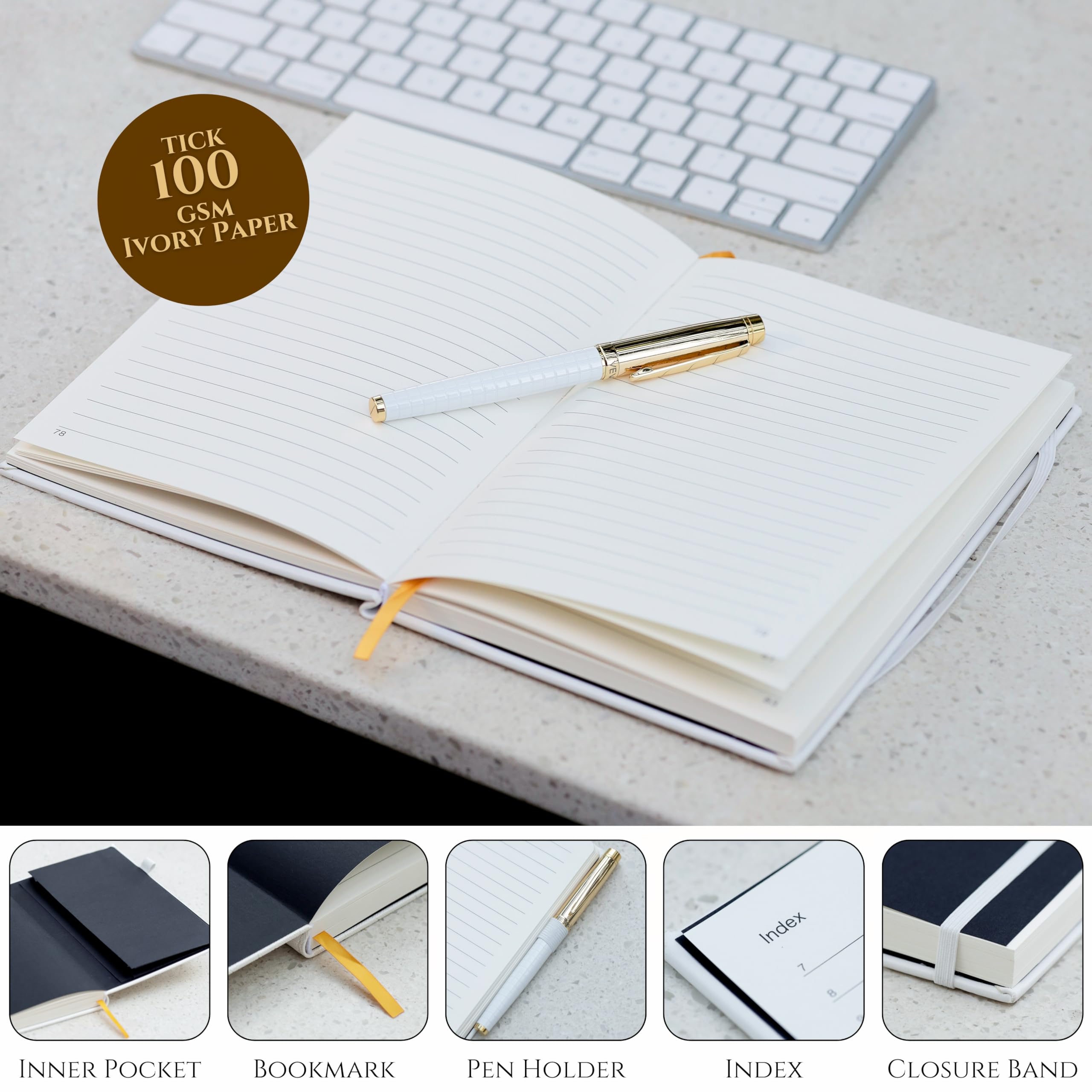 Veway Premium Tree of Life Journal and Pen Set for Women (Breathe) | 224-Page Hardcover Notebook, Elegant Gift Box & Refillable Gold Pen | A5 Aesthetic Writing Journal & Inspirational Gift - Image 3