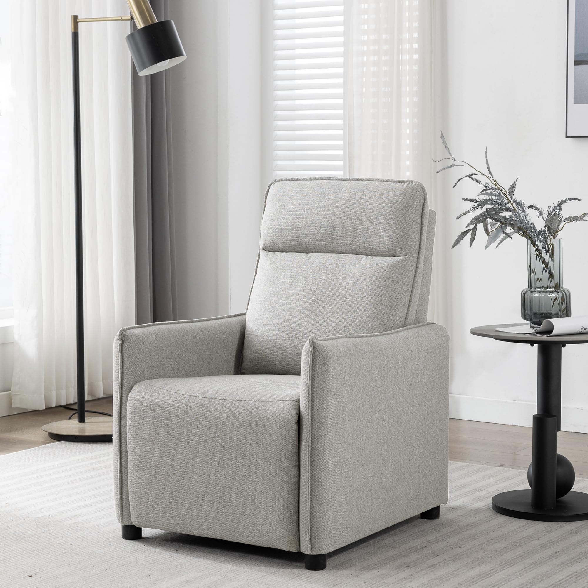 Relaxsessel mit Verstellbarer Rückenlehne, Ruhesessel mit Liegefunktion Stilvoll Fernsehsessel, Lounge Sessel Stuhl Wohnzimmer Ergonomisch Armlehnstuhl Einzelsofa Grau, Relaxsofa Liegesofa