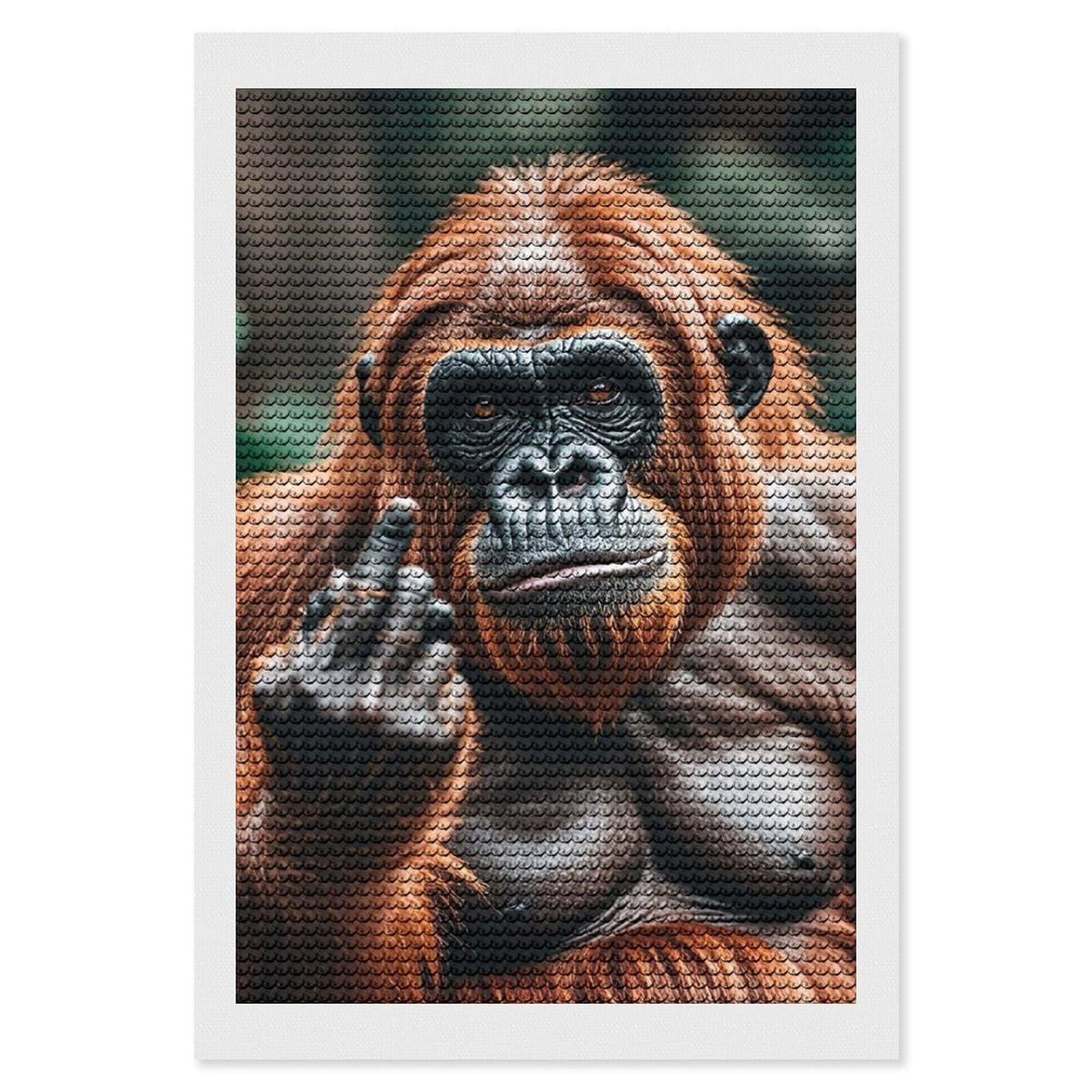 FodPand Gorillas 5D Diamond Painting Kits for Adults Beginners Full Drill Round Diamond Dots Pictures Gem Art Supplies for Home Wall Room Decoration DIY Craft Set Gift 8x12