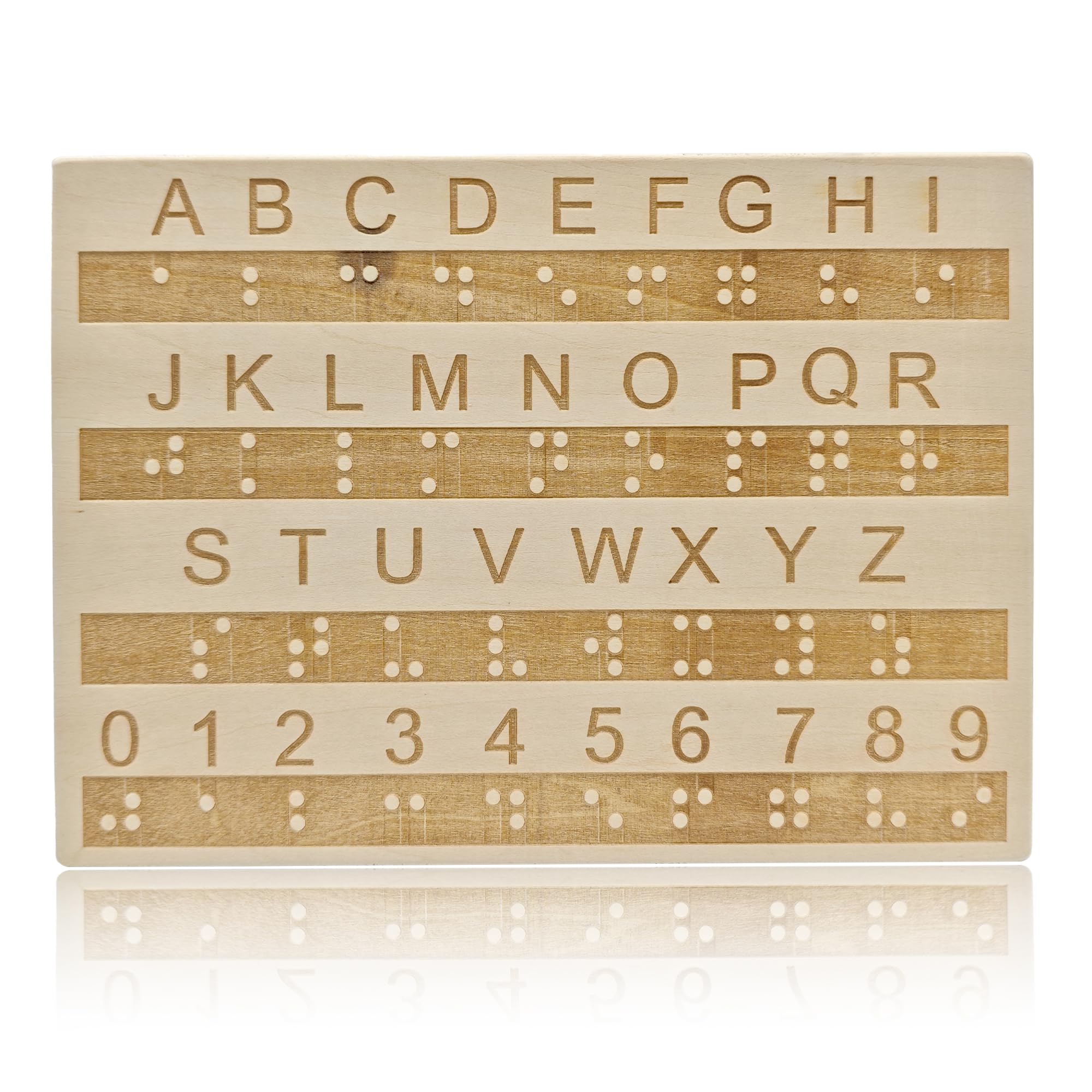 Braille De Madera Tablero Del Alfabeto Braille De Letras De Madera Que Practican Braille Letras Y Números Herramientas De Aprendizaje De Braille para Discapacidad (Madera, 22 x 16 CM)