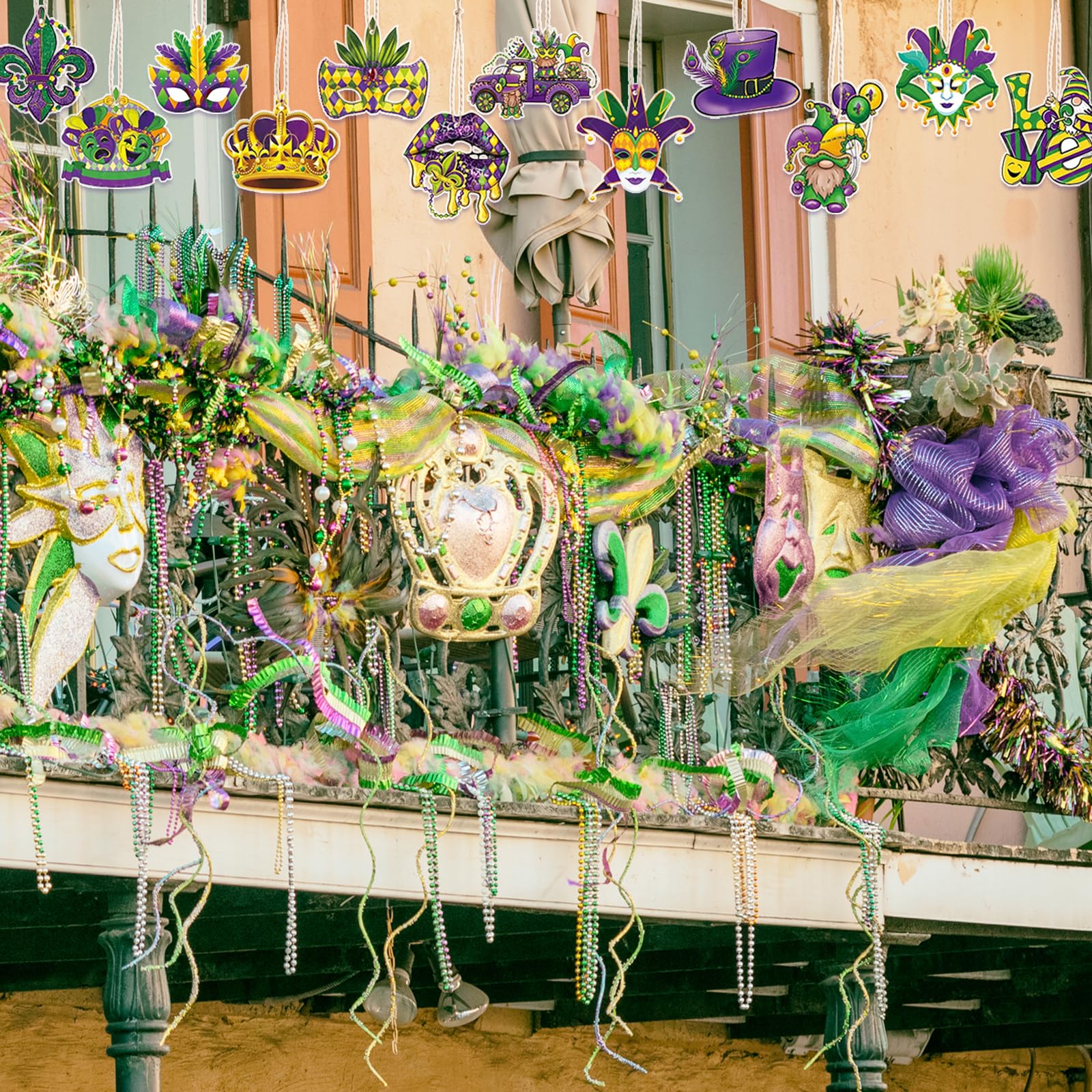 24 Pièce Ornements Suspendus de Carnaval, Ornements Suspendus du Mardi Gras, Masque de Mascarade Décoration, à Utiliser dans Les Décorations pour Les Carnavals, Les Fêtes Costumées, etc