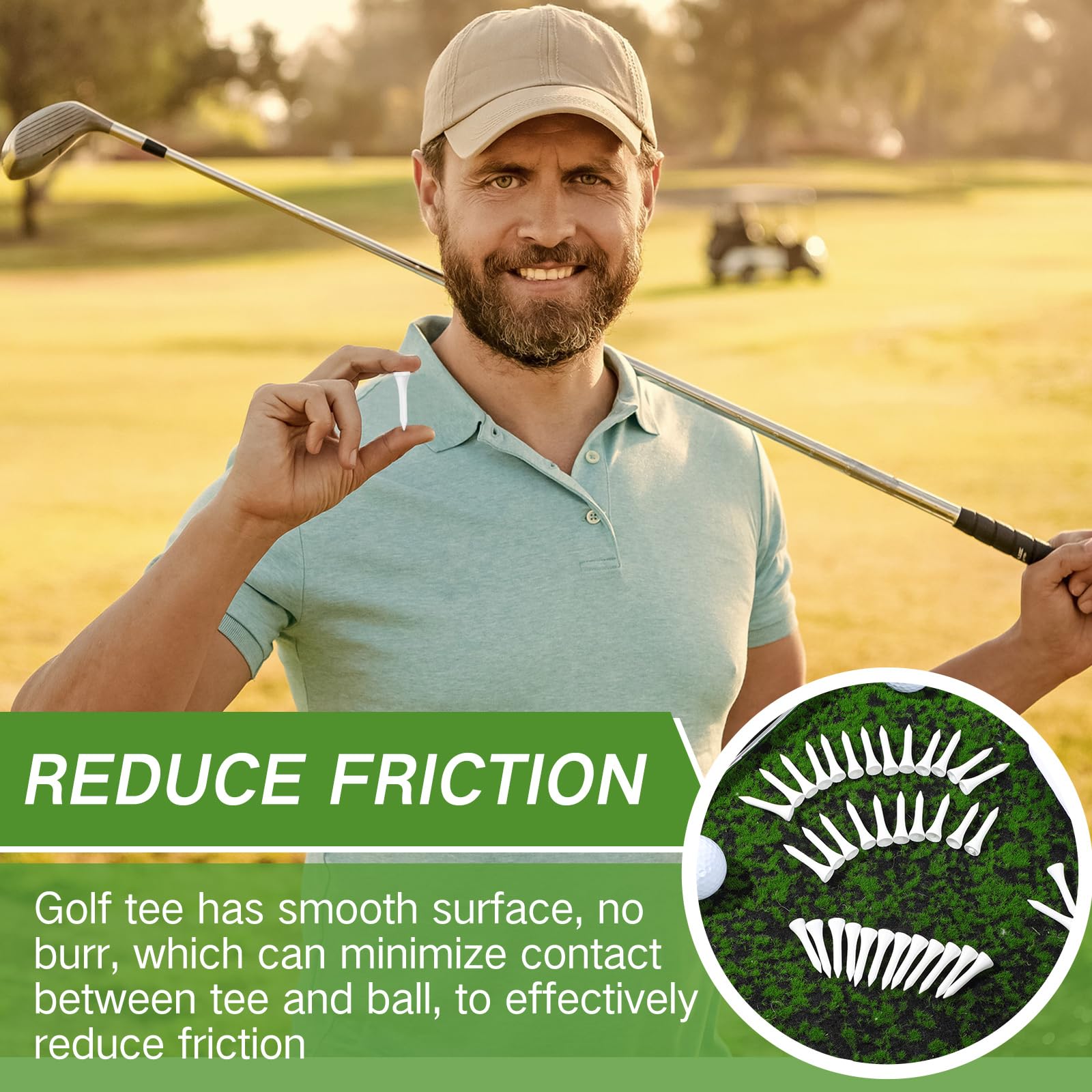 Mudder Bambus-Golf-Tees, 2000 Stück, professionelle Golf-Tees reduzieren Reibung, seitlicher Spin für Schläger, Herren, Damen, Kinder, Zubehör