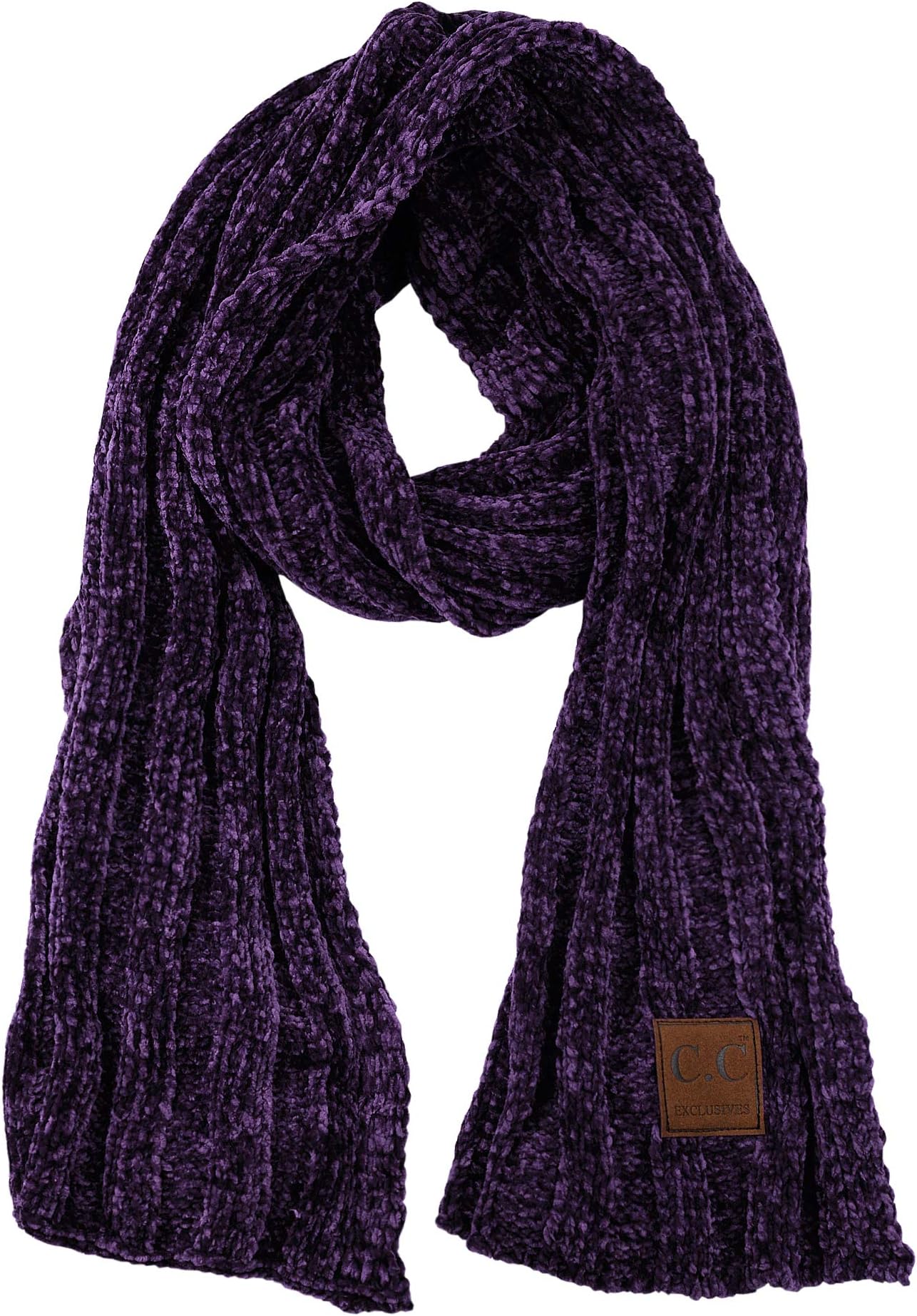 C.CWomen's Ultra Soft Chenille Ribbed Thick Warm Knit Shawl Wrap Scarf
